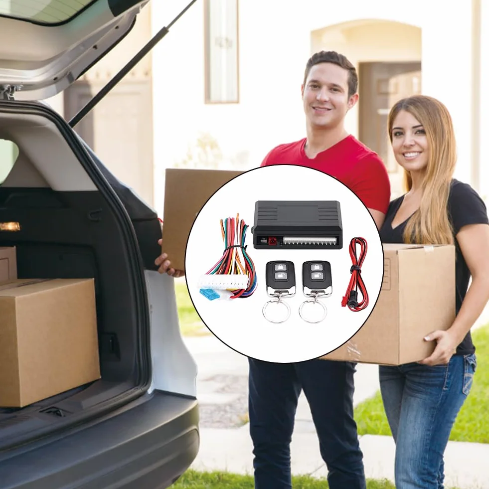 Sistema de Entrada sin Llave para Automóvil, Alarma Coche con Arranque 80 Metros 12V Universal Kit Control Central Remoto Liberación Cerradura Puerta Maletero Actualización Cierre Centralizado
