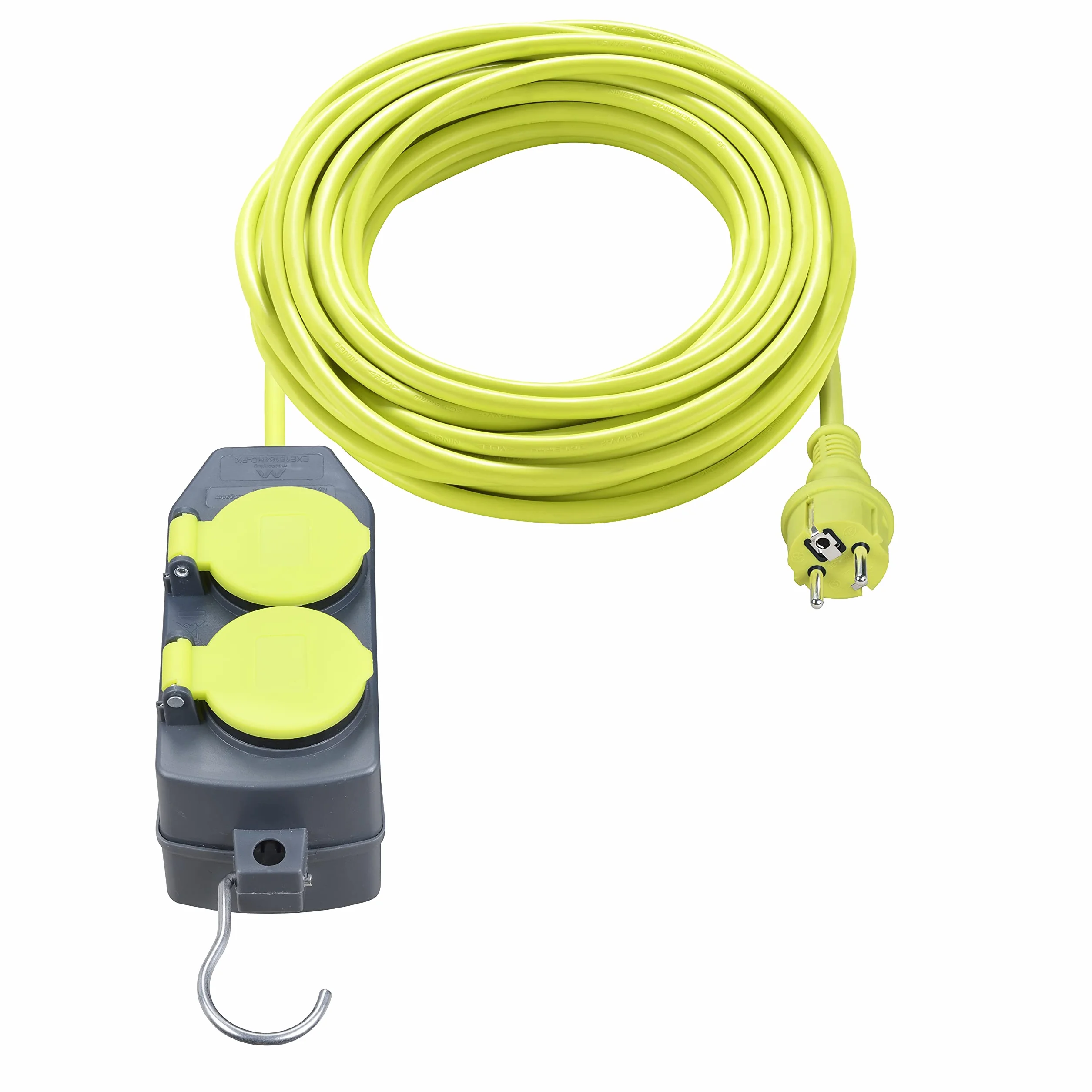 Masterplug Przedłużacz Schuko 15m IP44 2 gniazda zewnętrzny zielony