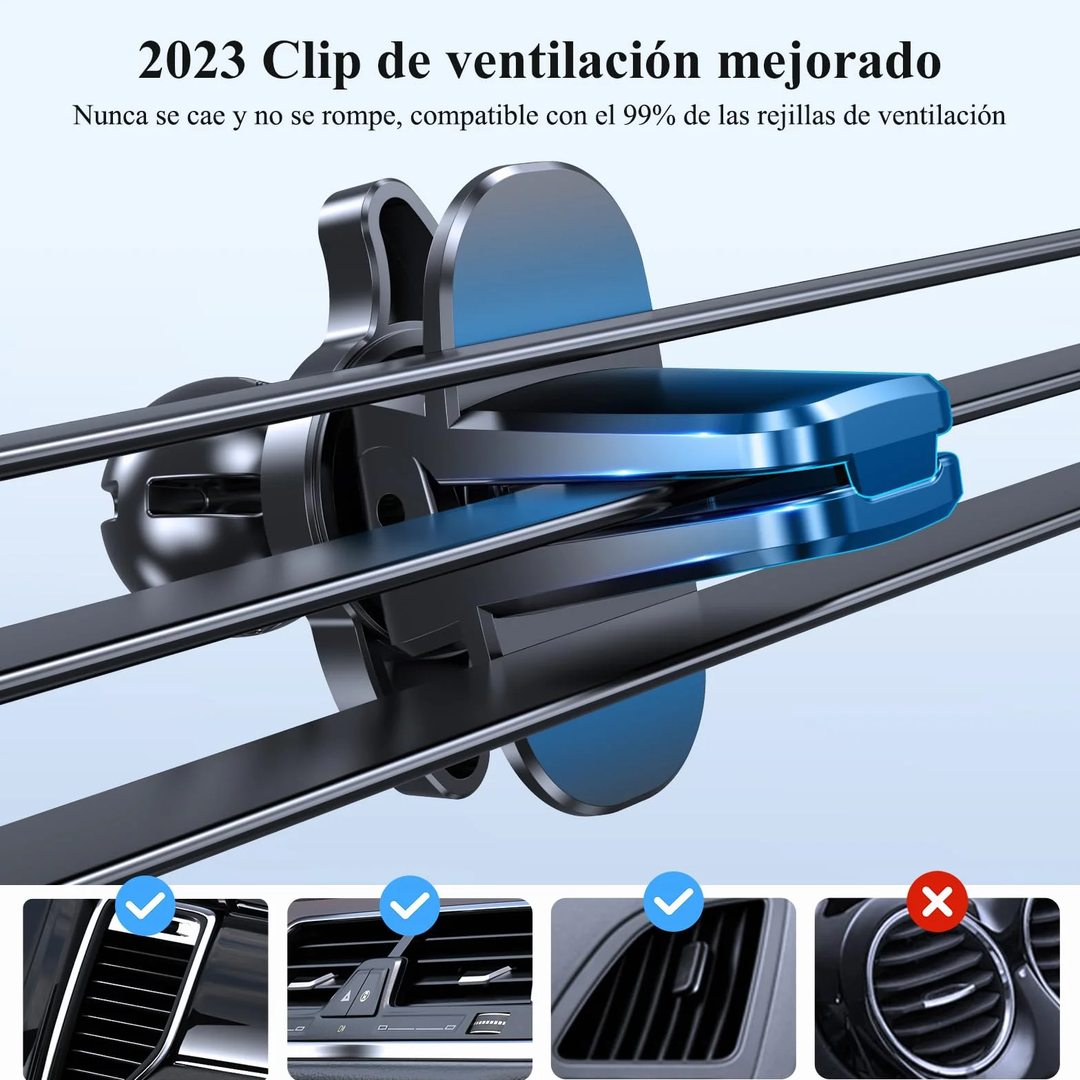 Miracase Soporte Móvil Coche 3 en 1 Universal Suporte Telemovel Carro Salpicadero Parabrisas Ventilación Compatible iPhone 16 15 14 13 12 11 Pro MAX XS XR X Android