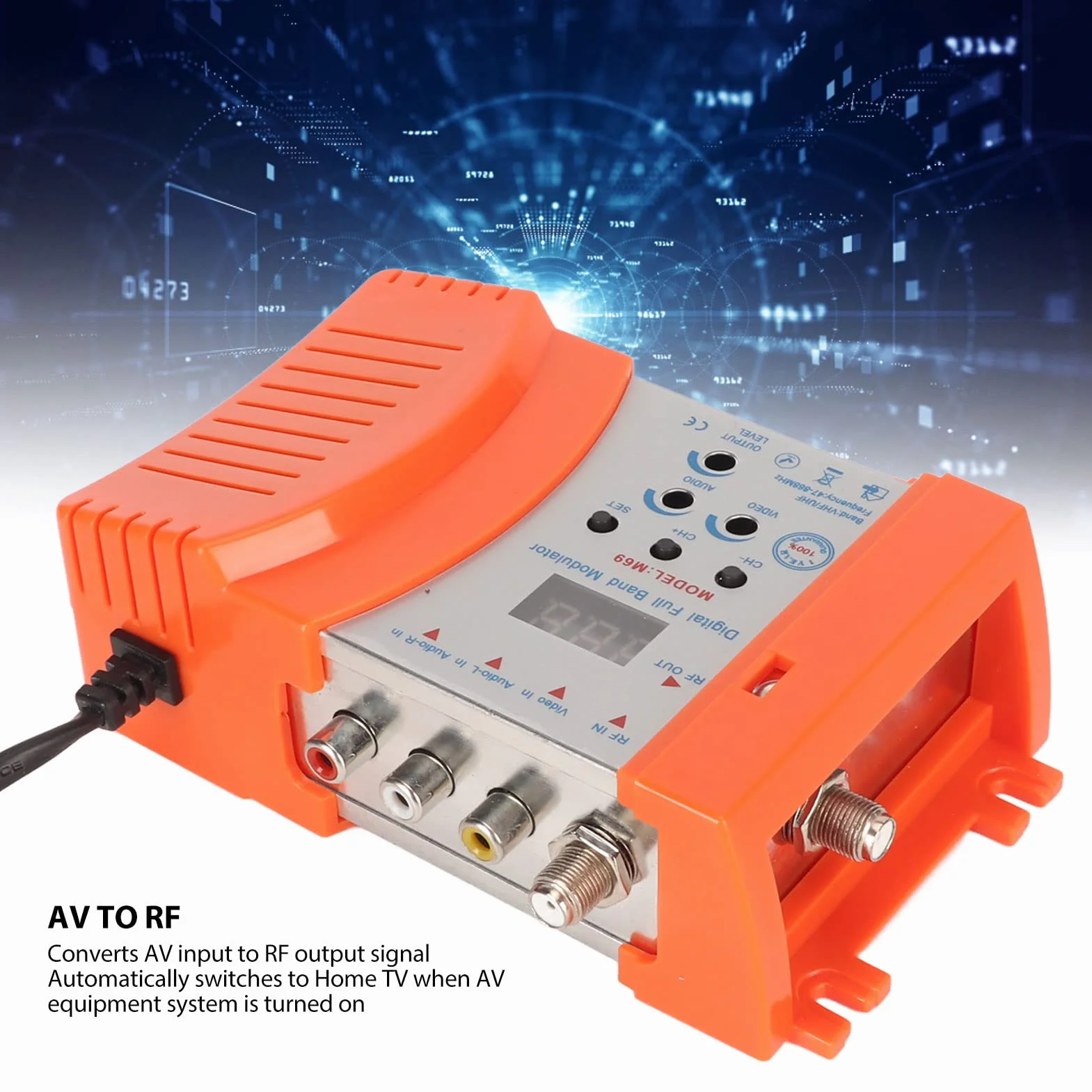 Modulador de RF Digital, M69CP Audio Video HDMI AV a Convertidor de RF Compatible con Formato PAL NTSC, Modulador de Enlace de TV VHF UHF para Decodificadores (Enchufe de la UE)