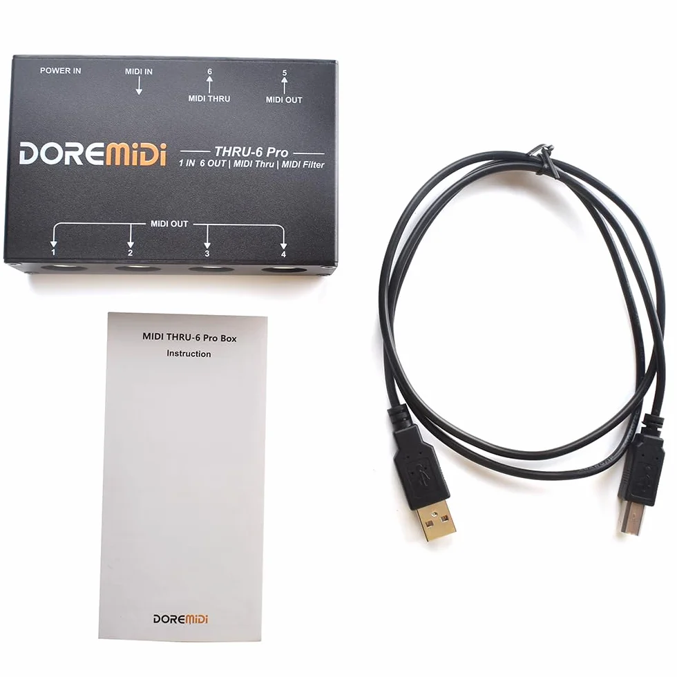 MIDI DOREMiDi THRU-6 Pro Box divisor y filtro para convertir 1 entrada en 6 salidas MIDI + salida USB