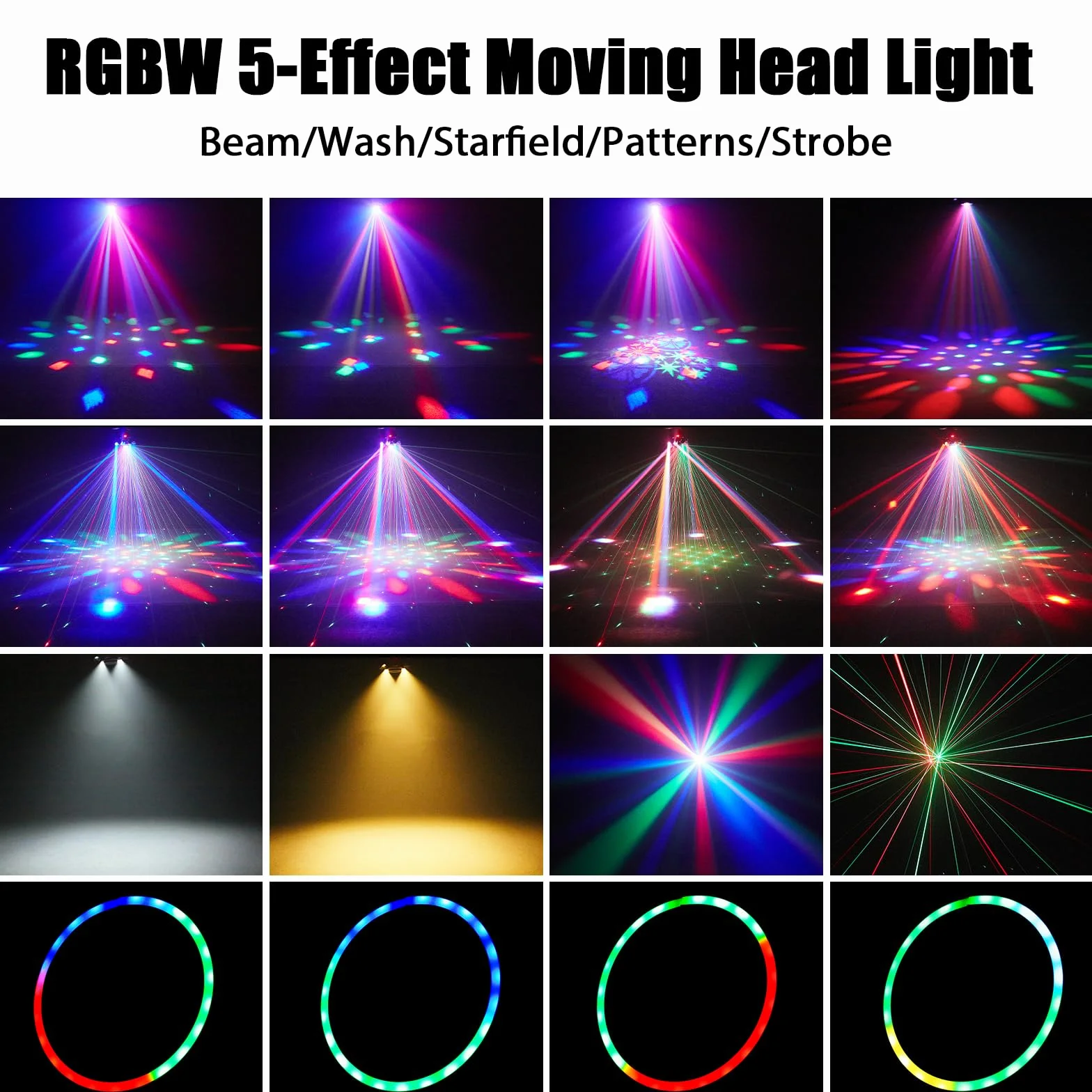 Cabeza Móvil LED 150W con Mando a Distancia, Luces Discoteca 26CH Iluminación de Escenario Gobos Luz de Fiesta para Disco Bar Conciertos Navideña