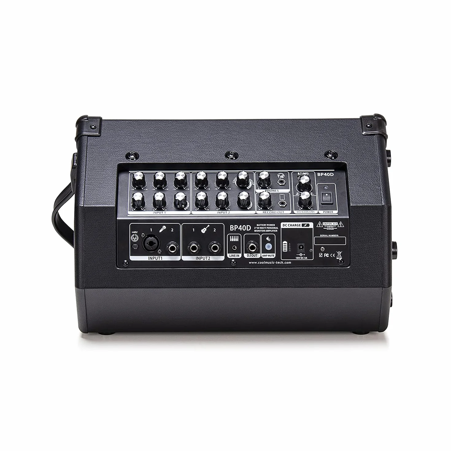 Coolmusic BP40D Amplificador de Guitarra acústica - Altavoz Bluetooth portátil de 80 W W/batería con Efecto de retardo de Coro reverberación, 6 entradas, Ecualizador de 3 Bandas