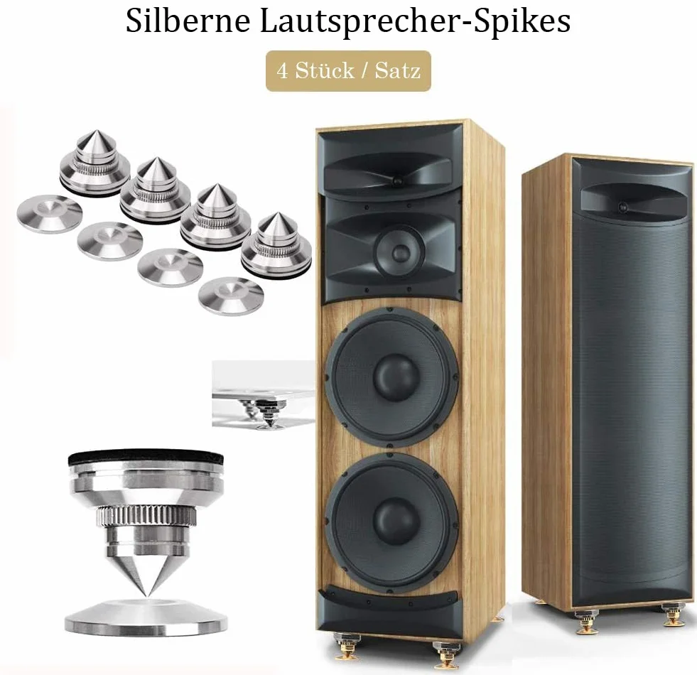 Tacos de Altavoz, Picos Antivibratorios Regulables con Arandela para Altavoces Alta Fidelidad, Subwoofer y DAC CD