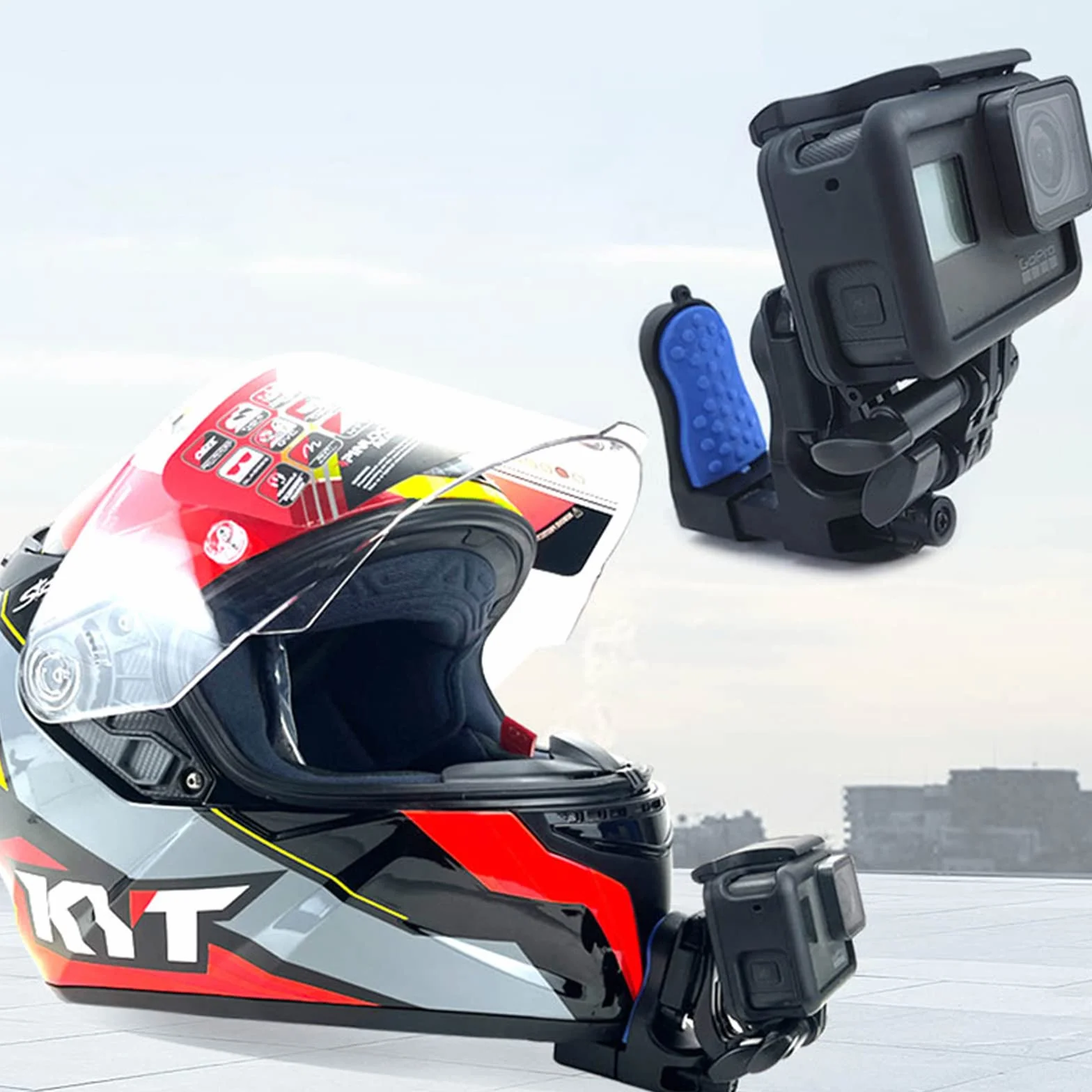 Soporte de Casco de Moto Mento para GoPro Hero 13 12 11 10 9 DJI Osmo Action 5Pro 4 3/Osmo 360 Insta360 Ace Pro 2/GO Ultra, Adaptador Soporte Barbilla Accesorios para GoPro/Insta360/DJI Cámara