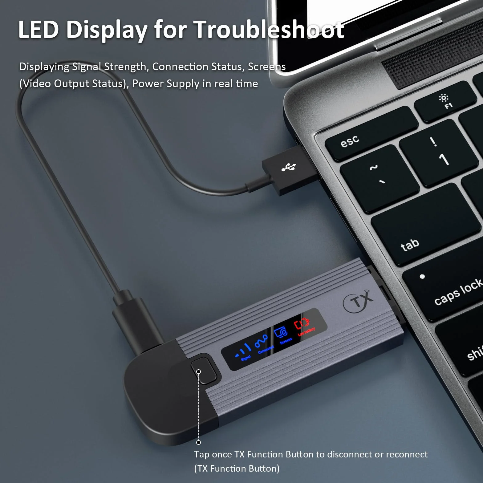 Transmisor y Receptor inalámbricos HDMI 4K, Carcasa de Kit de extensión portátil HDMI con Pantalla led, 2.4G/5G Plug&Play de transmisión de vídeo Desde la computadora portátil/Caja de TV a Monitor