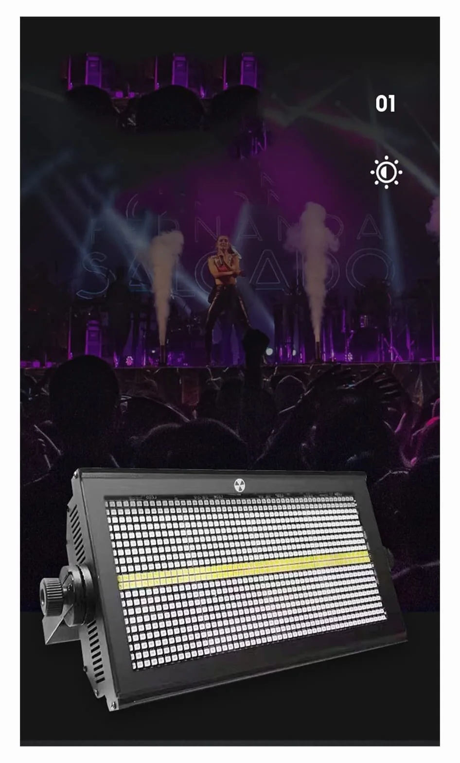 Luz de Escenario 8 + 8LED Estroboscópico RGB Luz estroboscópica Marquesina Agua Corriente Etapa Teñido Luz estroboscópica 280W Flash Audiencia Profesional Efecto de iluminación de Escenario DMX DJ