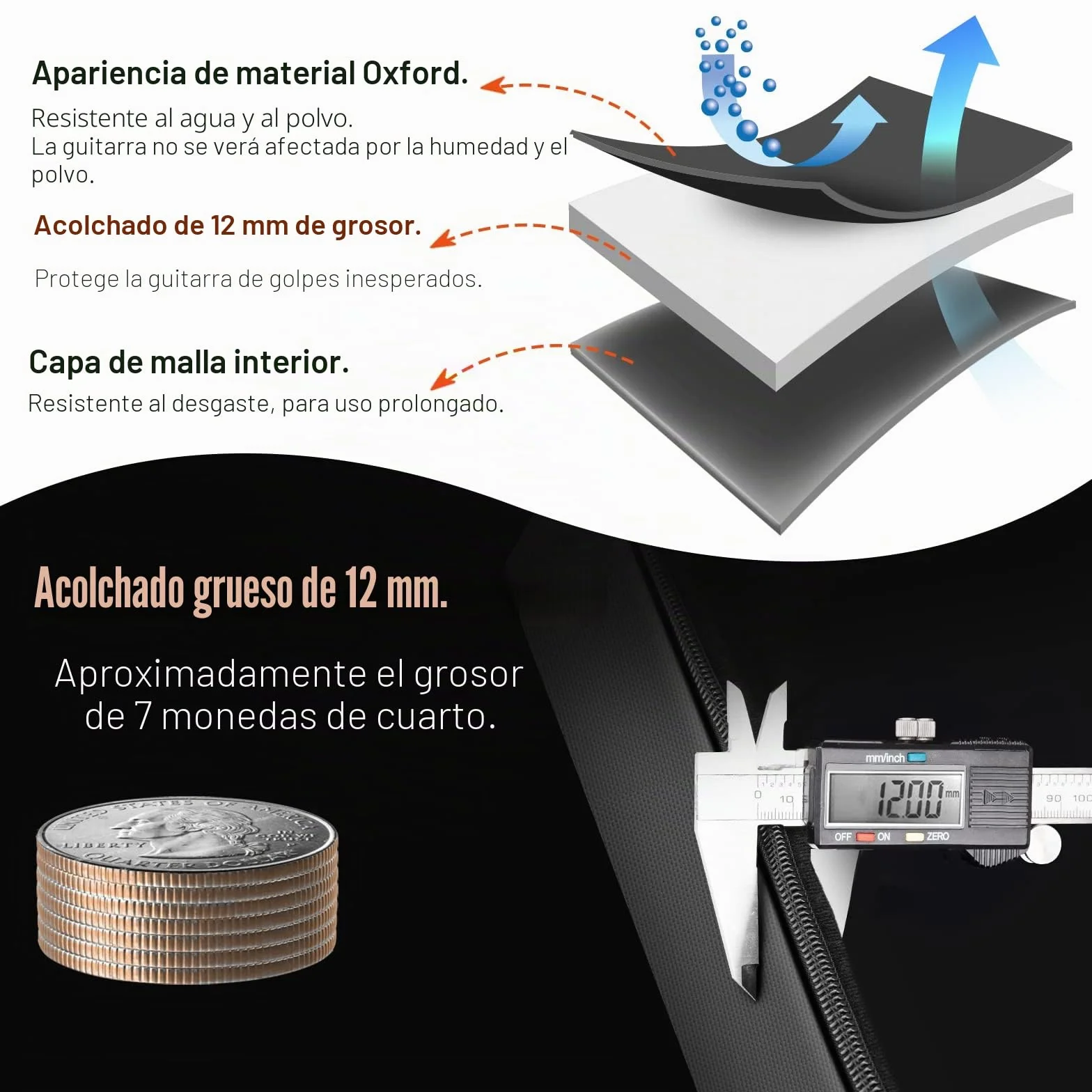 CAHAYA Funda para Guitarra Acústica 40 41 42 Pulgadas Versión Mejorada Premium 12mm Esponja Acolchada