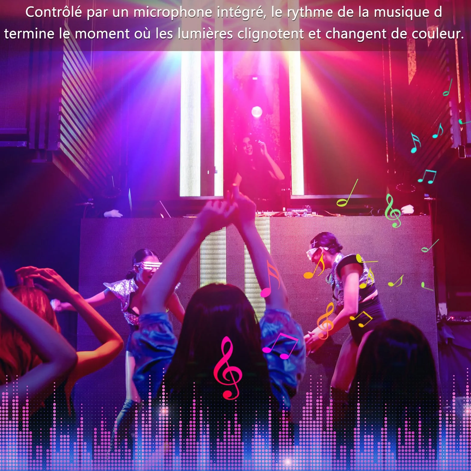 Luz de discoteca 4 en 1 con soporte, bolas de discoteca, luces PAR y mando a distancia,Sistema de iluminación de escenario con sonido activado, para bar, mudanza, boda, Halloween, Navidad