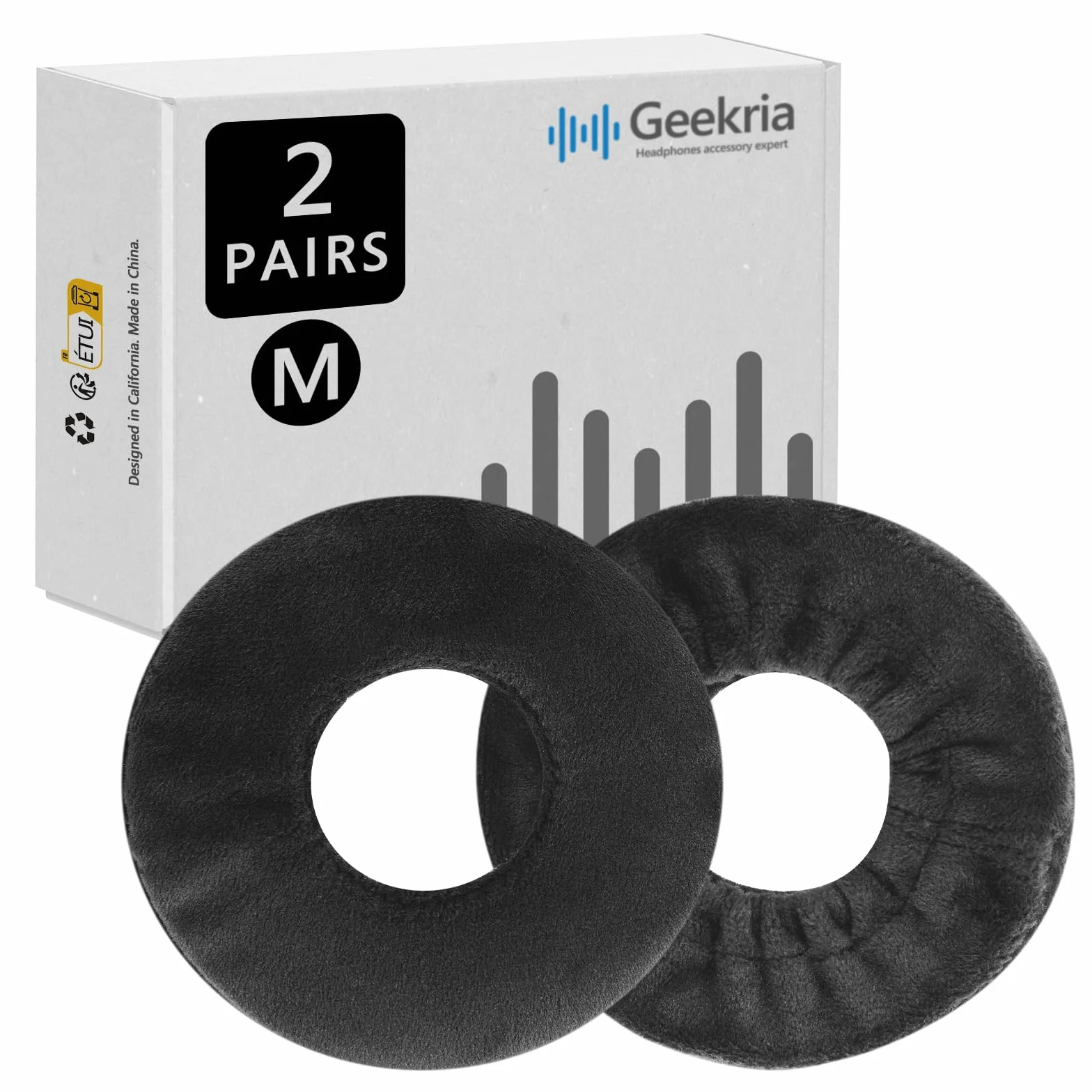 GEEKRIA 2 Pares de Fundas de Terciopelo para Auriculares, Protectores Sanitarios Lavables y elásticos para Almohadillas para Auriculares supraaurales, Cubierta contra el Sudor para Calidez y c