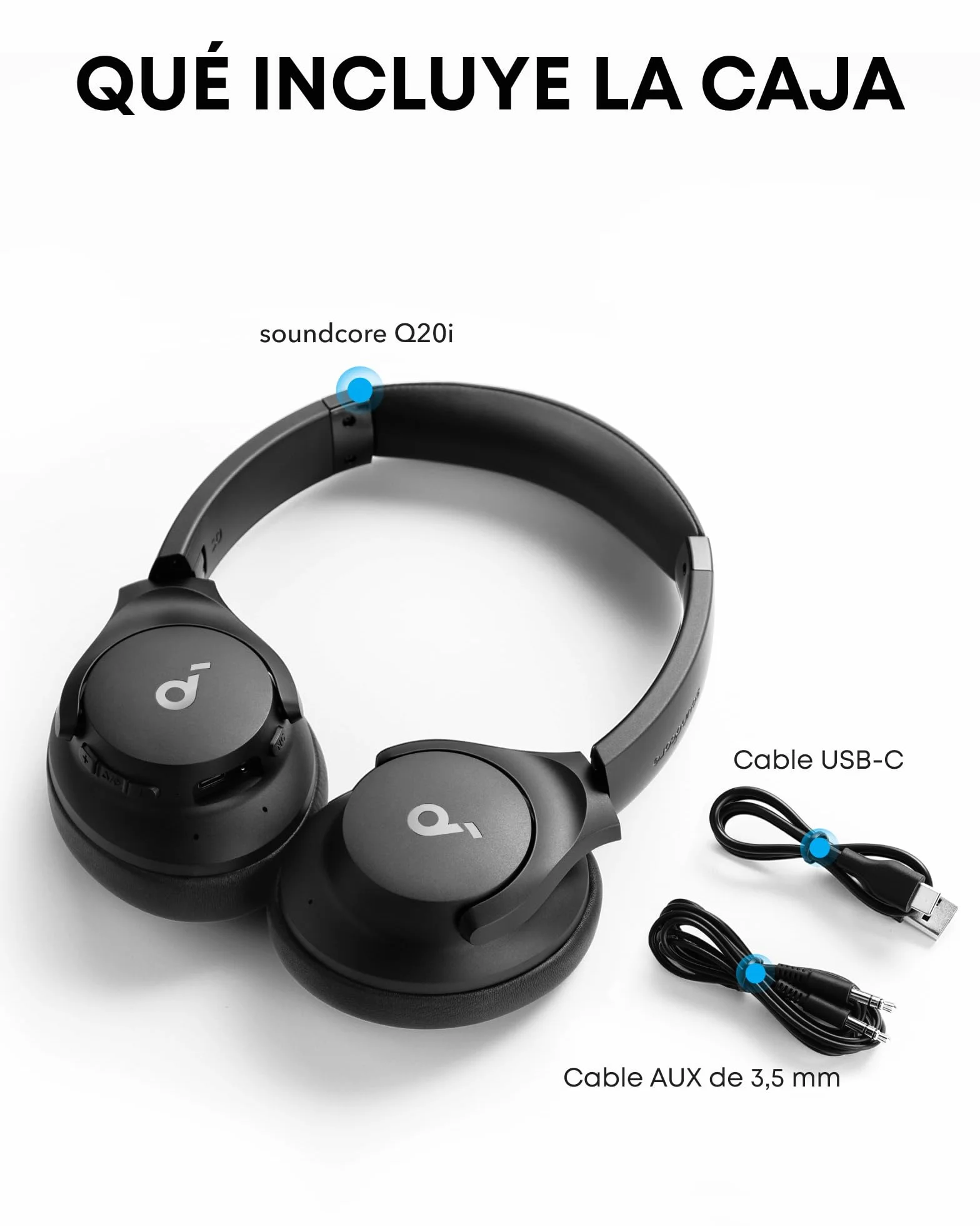 Soundcore by Anker Q20i - Auriculares inalámbricos Bluetooth con cancelación de Ruido Activa híbrida, 40 h de Tiempo de reproducción en Modo ANC, Audio Hi-Res(Reacondicionado)