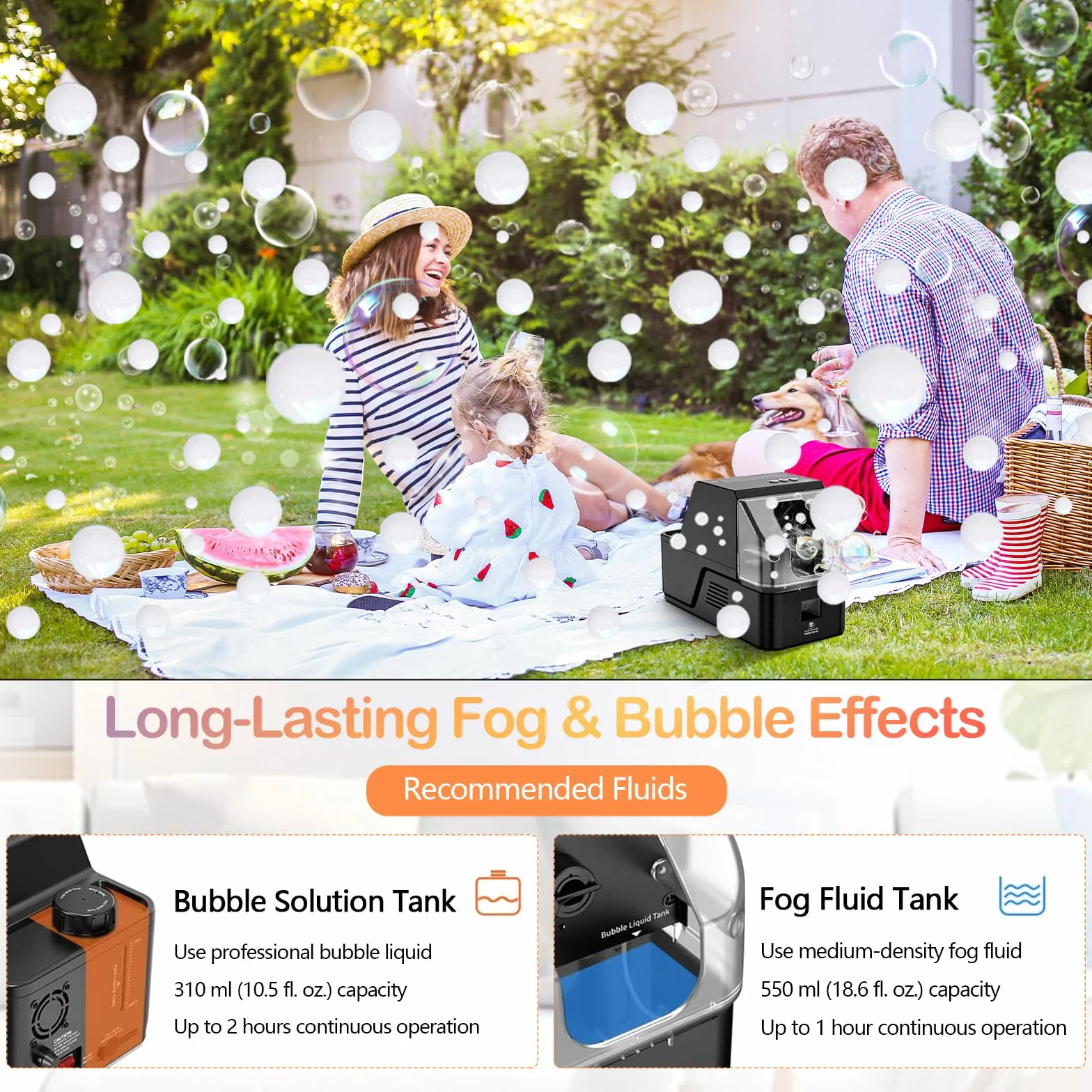 Máquina de humo y pompas 3 en 1 con mando a distancia, Fog Bubble Machine para humo pompas y burbujas de humo, máquina de efectos especiales para Halloween bodas fiestas y eventos