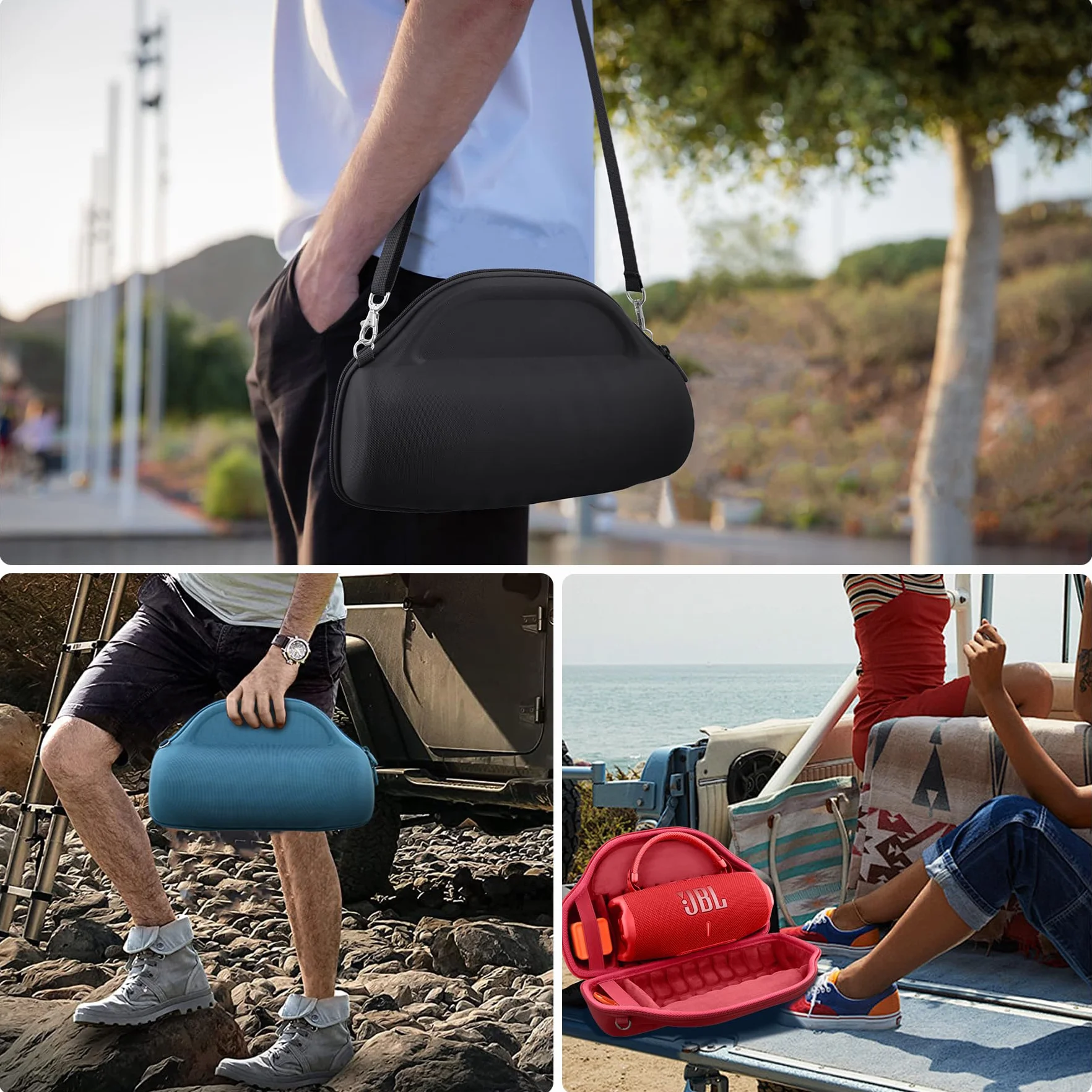 co2CREA Duro Viajar Estuche Funda para JBL Charge 6 Altavoz inalámbrico portátil con Bluetooth Correa Desmontable para Hombros (Caja Solo)