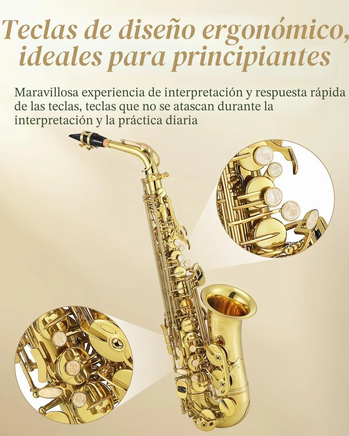 Eastar AS-Ⅲ Commander E Flat Wind Band Saxophone，Beautiful Gold +Eastar ERD-ASS1 Eb Saxophone Reeds, Strength 3, 5-pack