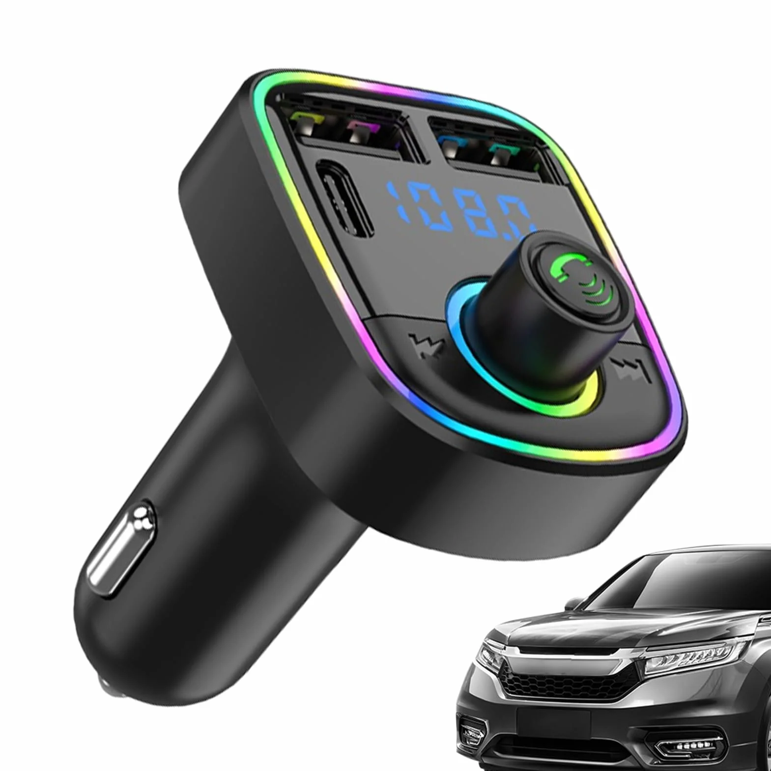 Transmisor FM para Coche | Adaptador De Coche con Carga Rápida | Transmisor Inteligente con Cancelación de Ruido y Reproductor MP3 para Viajes Diarios y Trayectos