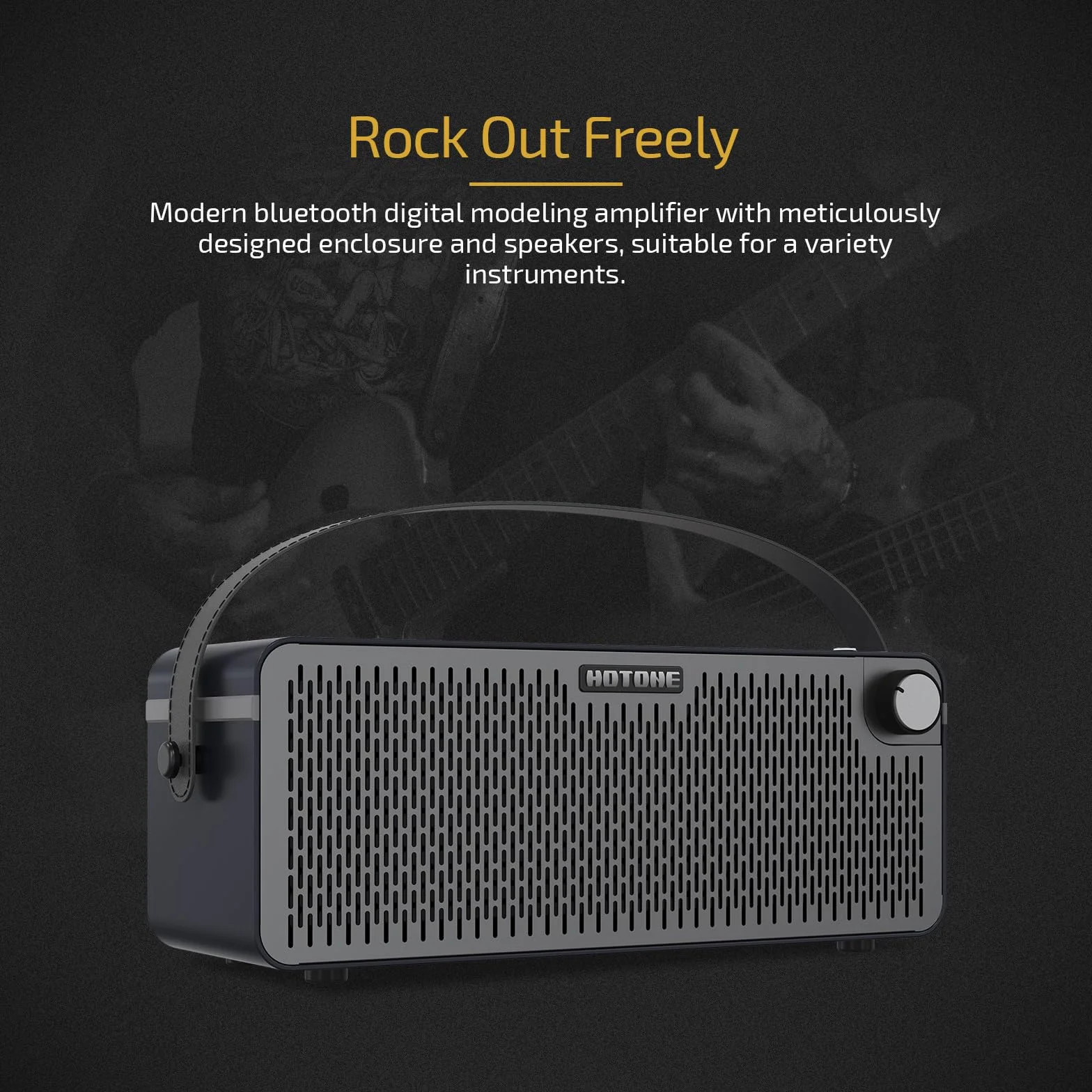 Hotone Amplificador de Guitarra Bluetooth Multifuncional con Pantalla Táctil Guitar Bass IR Cabinets with Multi FX Stereo Mobile App (Negro)