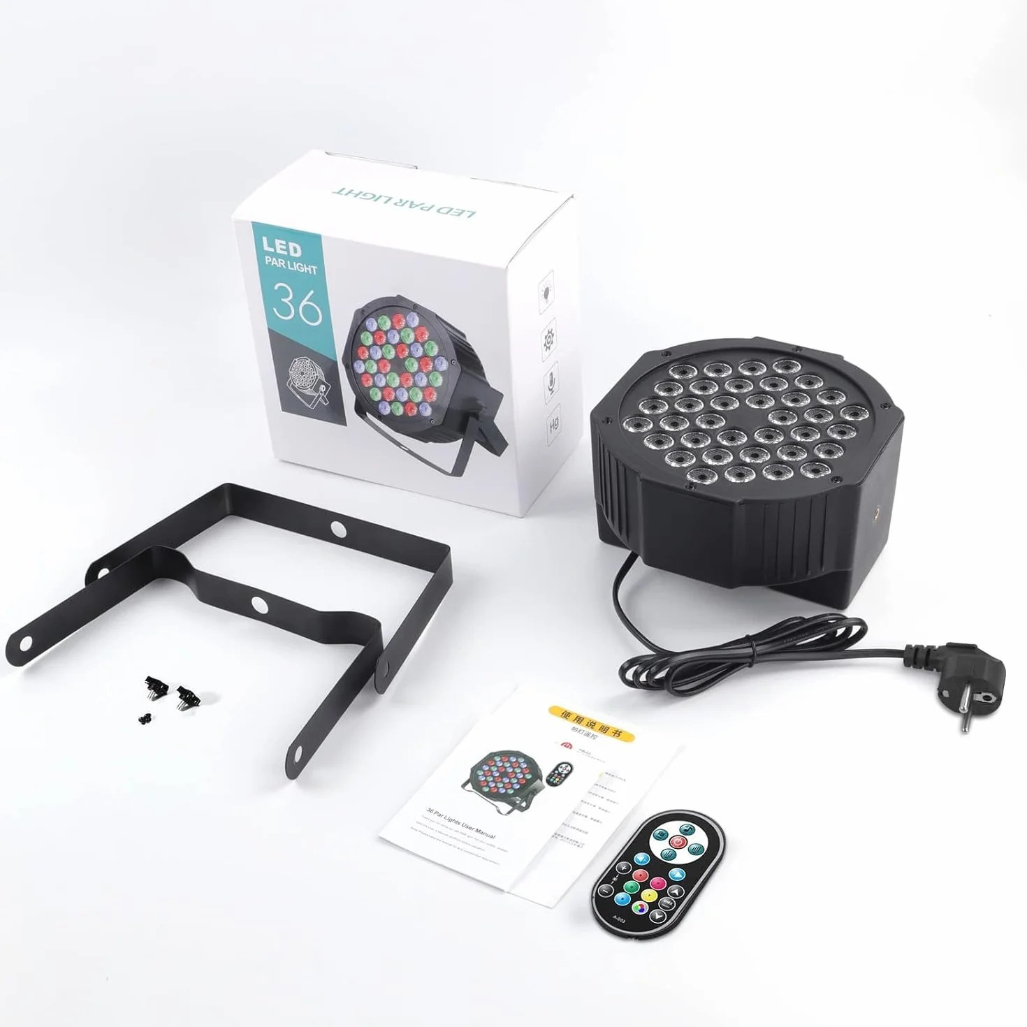 U`King 4 Piezas Foco Par LED con Bolsa, 36 RGB Luces Escenario LED con Control Remoto y Modo de Activación de Sonido, Luz de Discoteca para Fiestas Navidad DJ Bar