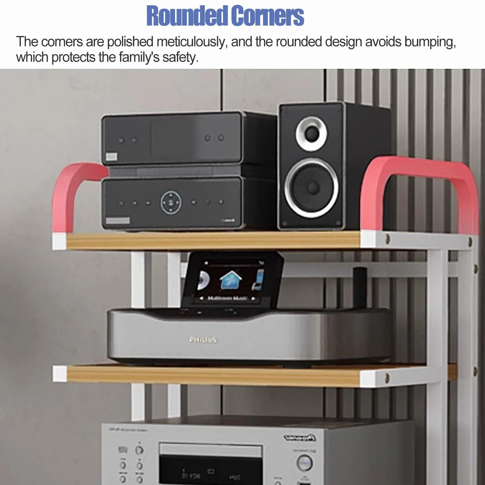 YLLFFLL Mueble Equipo HiFi Soporte para Componentes Audiovisuales con Ruedas, Mueble Estéreo con Ruedas para Salón/Oficina/Espacios Pequeños, Soporte Estéreo De 3/5/ 4 Estantes(Black,H 106cm(41.7in))