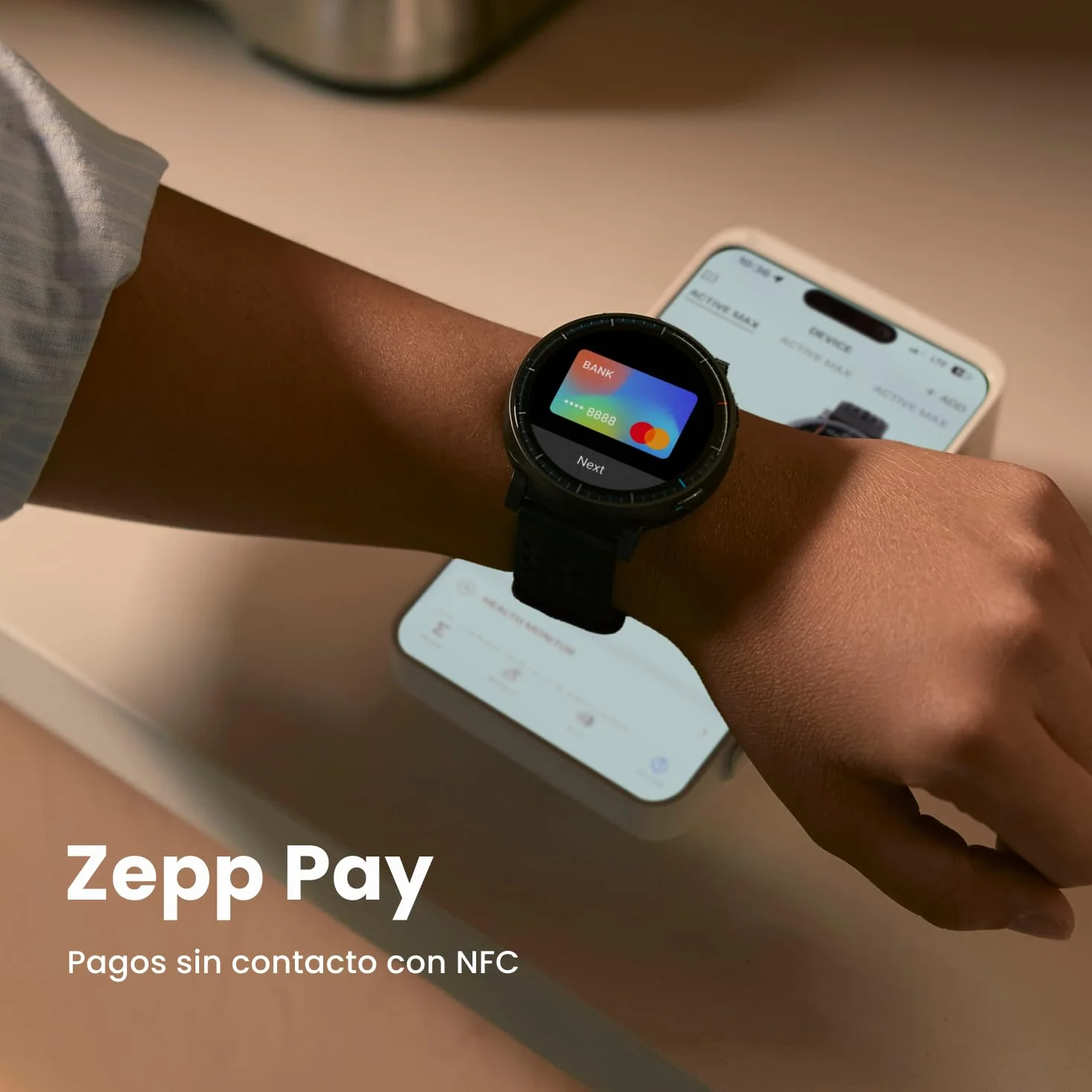 Amazfit Active MAX Reloj Inteligente 48mm, Pantalla AMOLED 1.5", Batería hasta 25 Días, Mapas, NFC, GPS, 170+ Deportes, Resistente al Agua, Ritmo Cardíaco y Sueño, Smartwatch para Android iPhone