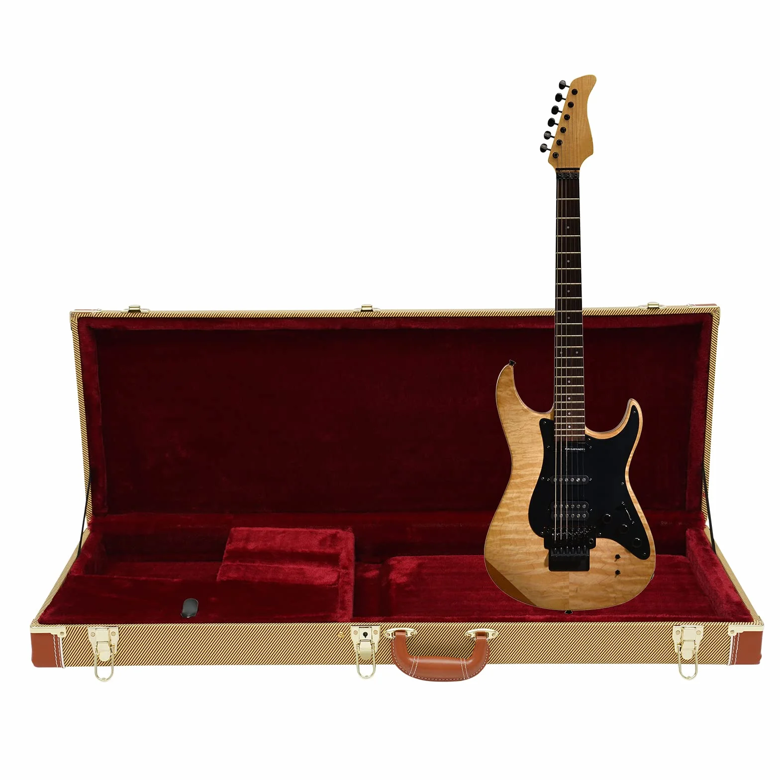 Maletín rígido para guitarra eléctrica, funda rígida para guitarra eléctrica, funda de guitarra cuadrada portátil, carcasa rígida para guitarras eléctricas estándar, negro/amarillo, 105 x