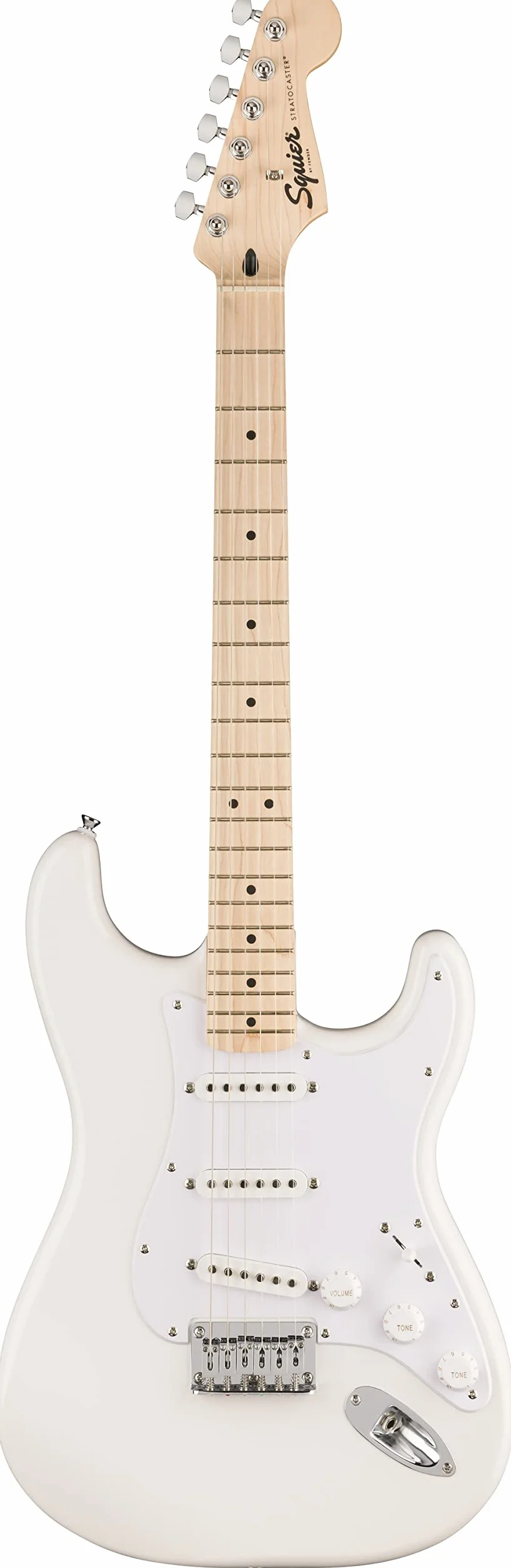 Squier by Fender Sonic Stratocaster HT, Guitarra Eléctrica, Diapasón de Arce, Golpeador Blanco, Blanco Ártico, Incluye cursos virtuales gratuitos en Fender Play