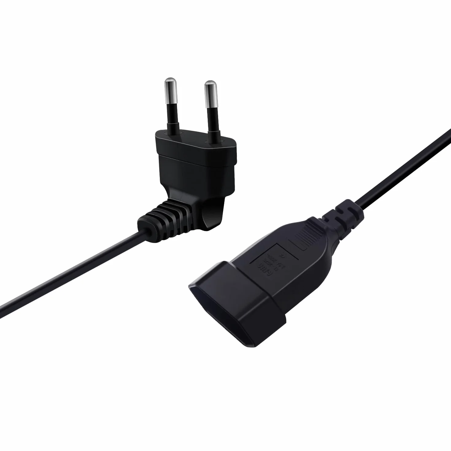Cable Alargador Europeo 2,5A 250V Enchufe 90° Corto 0.3m