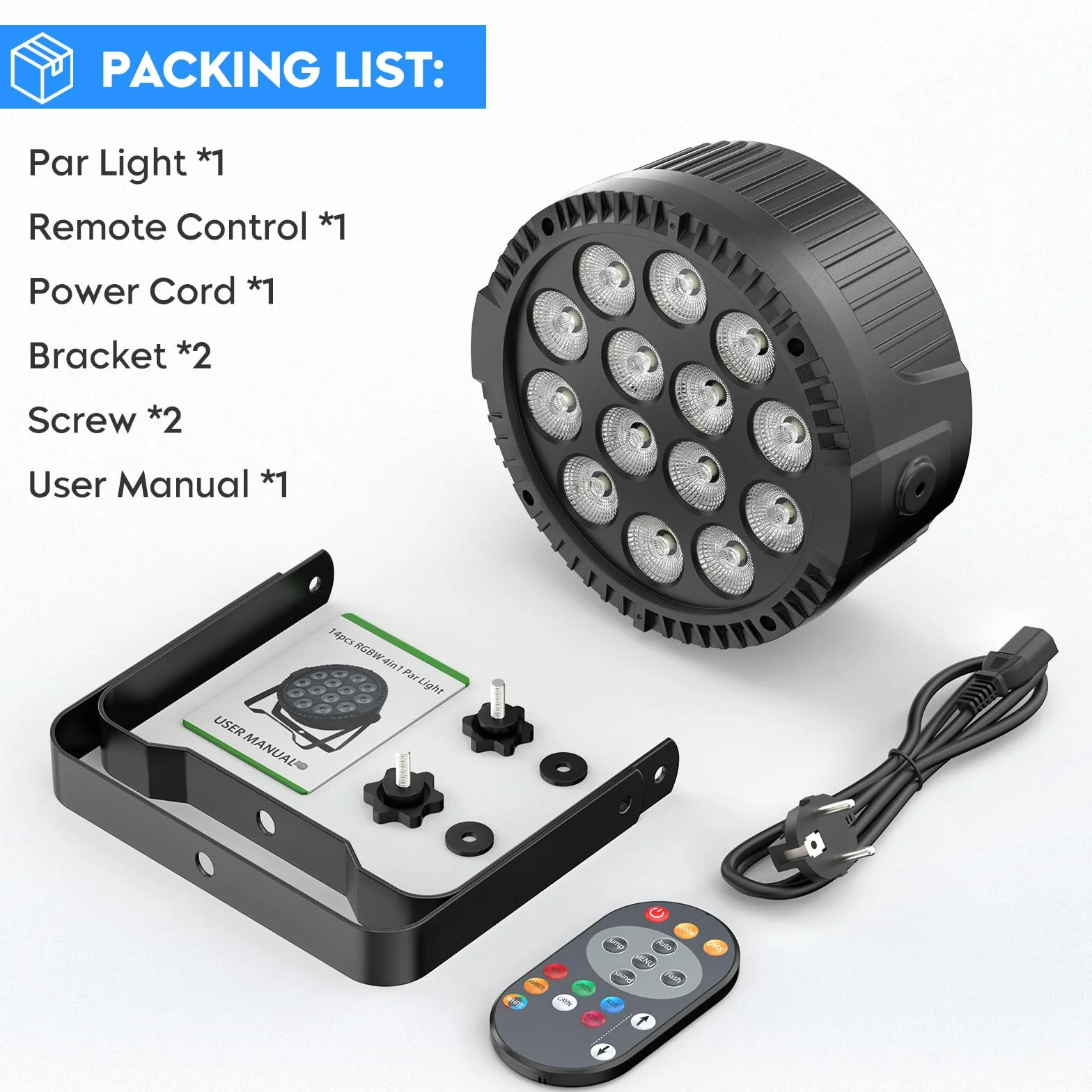 4 Unidades de 14 x 6 W LED PAR Luz, 4 en 1 RGBW Disco Fiesta Etapa Luces con Control Remoto 4/8 CH Master-Slave Autopropulsado por Spotlight Adecuado para Festivales Club DJ Escena Boda