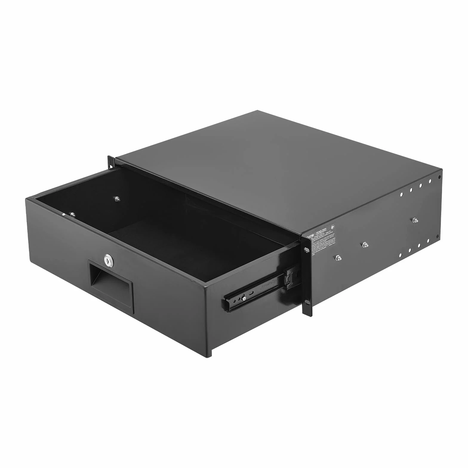 VEVOR Cajón para Montaje en Rack de 3U, Carga de 22,68 kg, Cajón Deslizante con Cerradura y Orificios para Gestión de Cables, para Rack o Gabinete de AV para Servidores de Equipos de Red de 48,26 cm