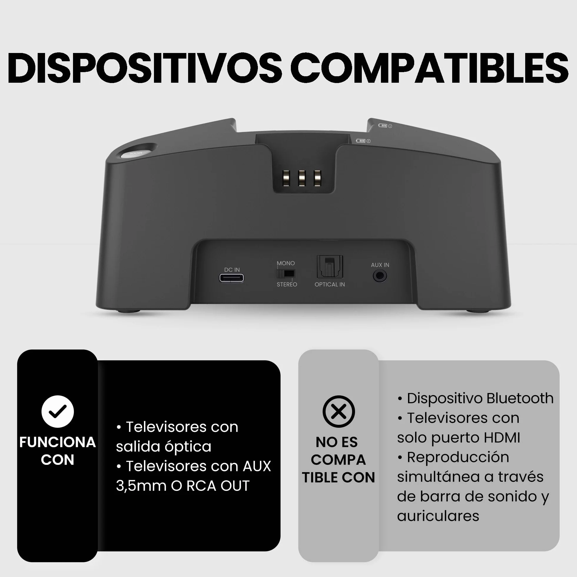 Avantree HT3831 – Auriculares TV Inalámbricos con Control de Volumen L/R, Ampliable hasta 10 Auriculares, Ideal para Familias
