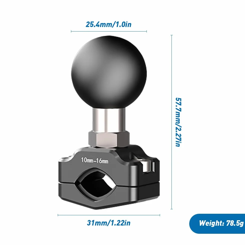 Adaptador de Bola de 1"/25mm para Manillar, Base de Montaje de Aleación de Aluminio con Bola de TPU para Soportes de Teléfono RAM