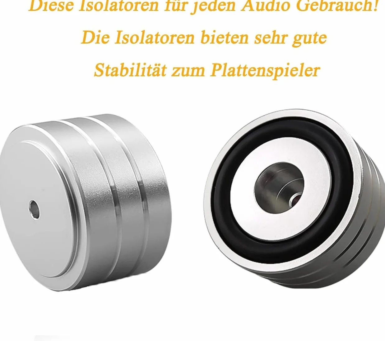 Pies de altavoz, amortiguador de resonancia eficaz para pies de subwoofer, pies de dispositivo HiFi, pies de dispositivo, amortiguadores de choque (4 unidades, plata)