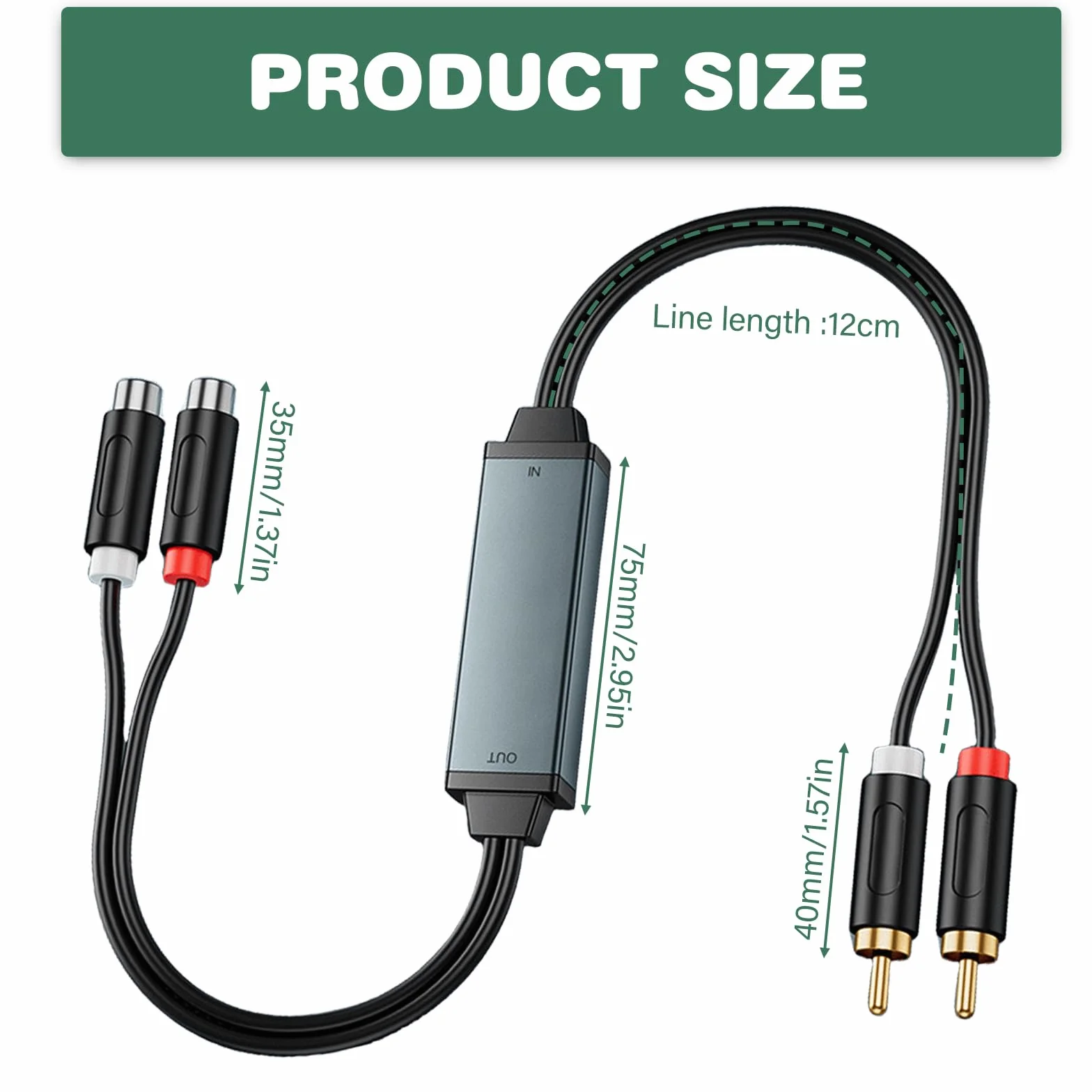 AV100C - Filtro de ruido (2 unidades, aislador de ruido RCA, aislador de bucle de tierra, filtro de audio con cable de audio RCA para sistema estéreo de coche y altavoz Bluetooth