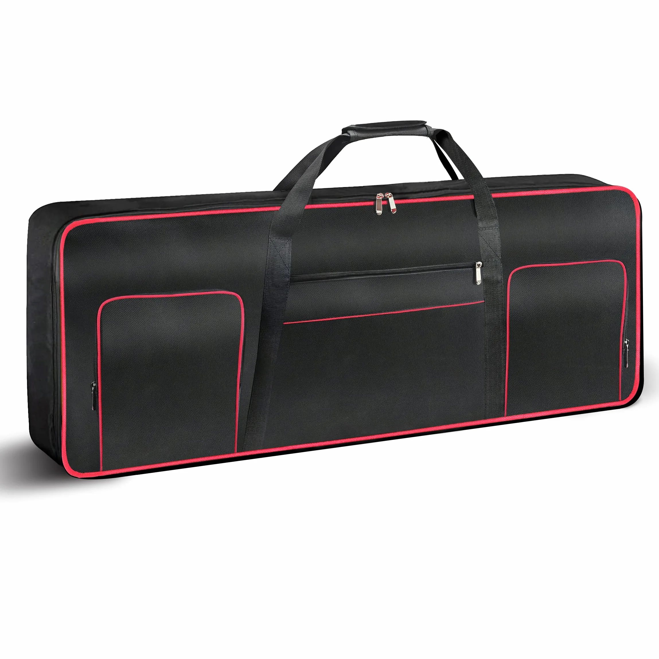 Funda para Teclado de 61 Teclas, portátil, Duradera, Impermeable, Tela Oxford 600D con Funda Acolchada de algodón de 10 mm, Bolsa de Concierto de 40 x 16 x 6 Pulgadas, Negro -, Moderno