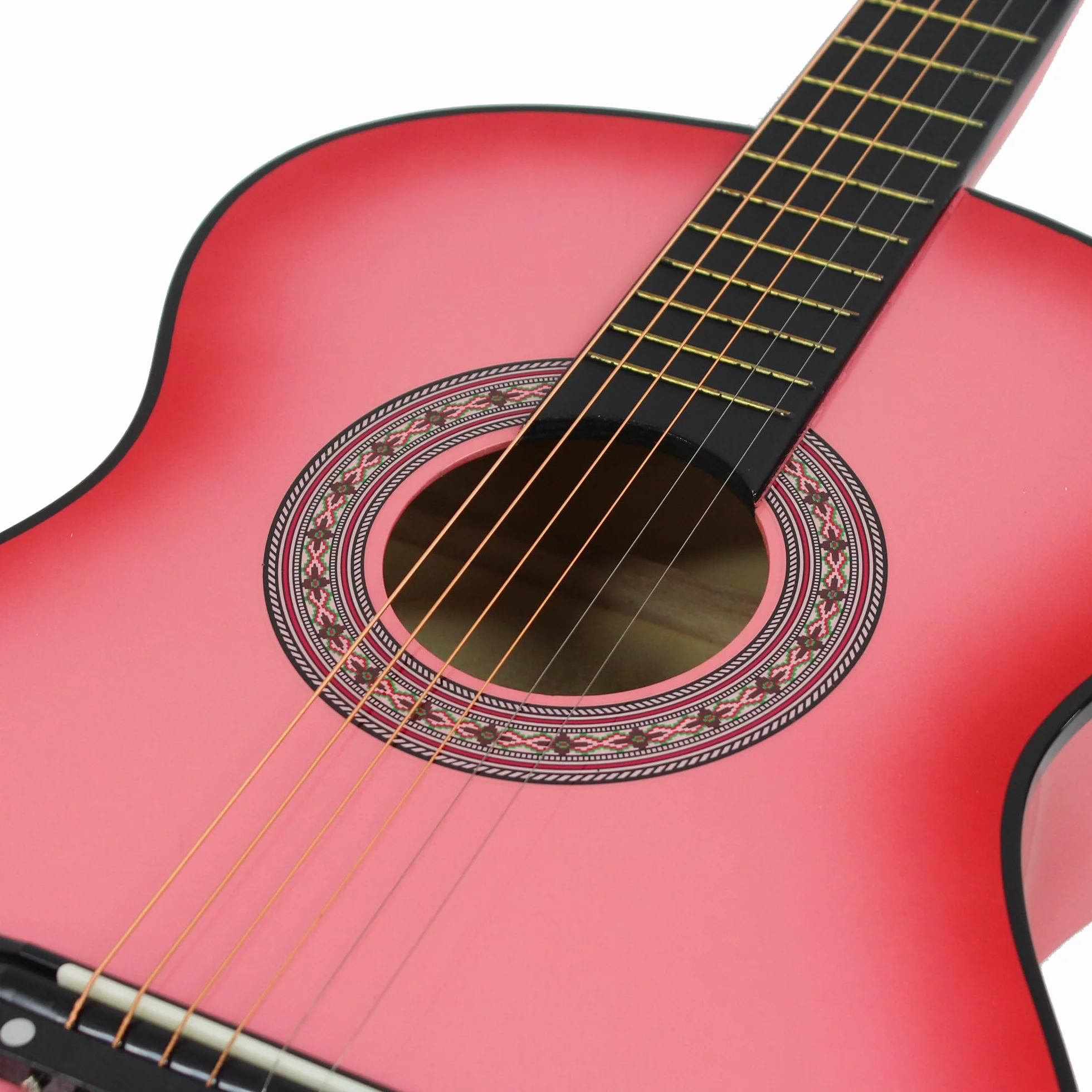 Dawoo Guitarra Acústica De 38 Pulgadas, Conjunto De Guitarra Para Amantes De La Música Para Principiantes (Rosa)