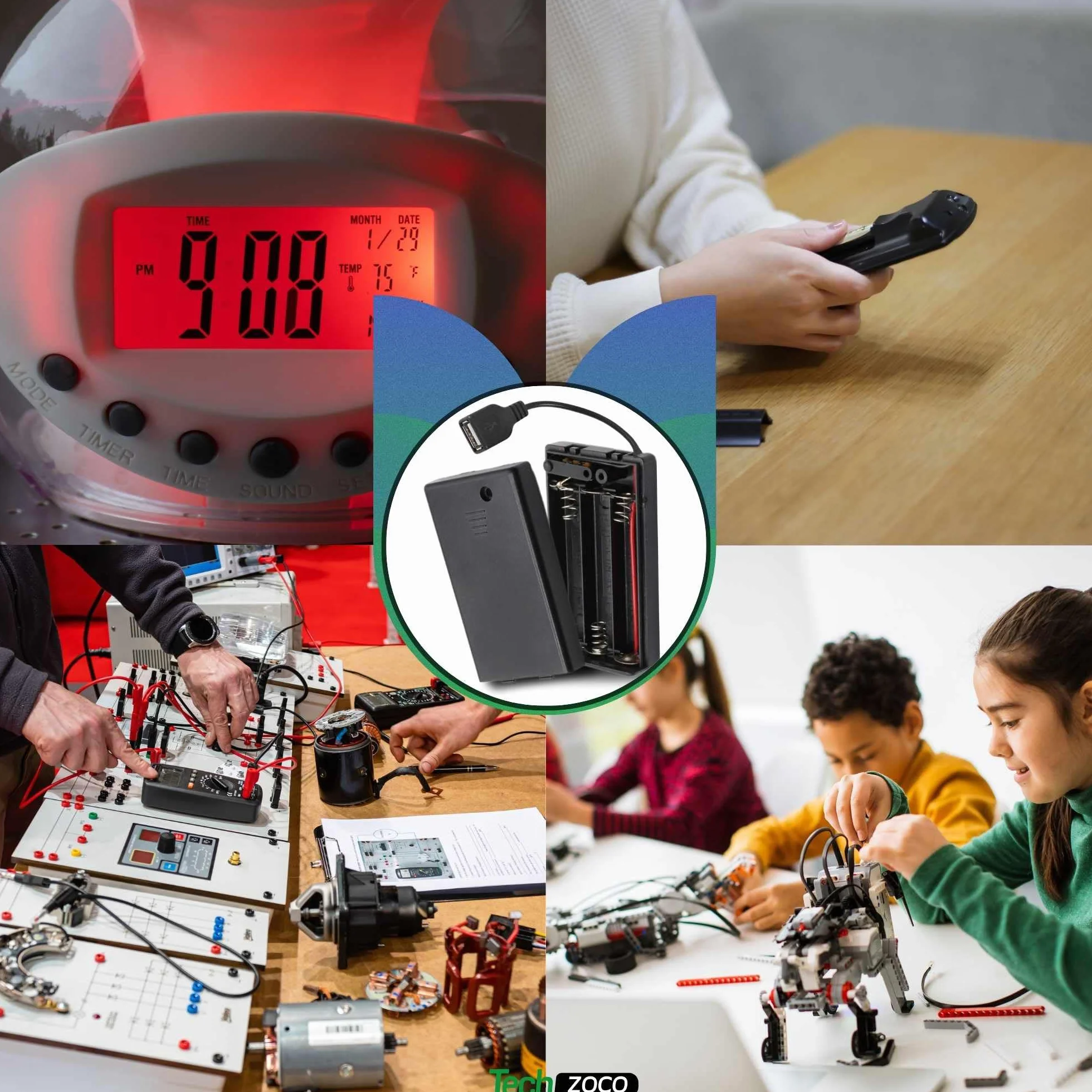TECHZOCO Portapilas con Interruptor ON/Off, Soporte de Batería AA, Caja de Batería, Porta Pilas, Incluye Cable USB Hembra, Voltaje Total 4.5V (1.5V por Pila), Apto para 3 Pilas LR6 AA (FR6, HR6, LR6)