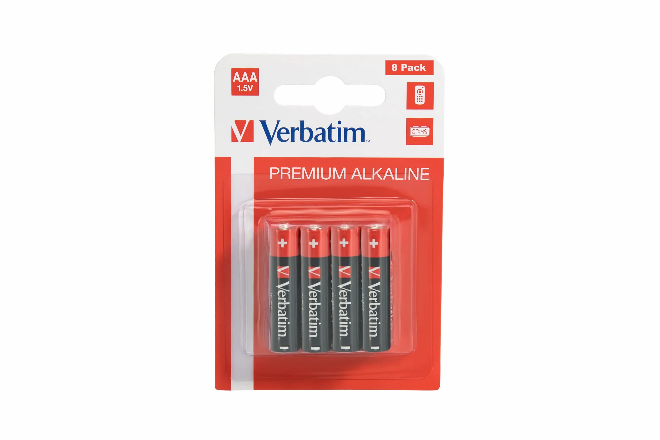VERBATIM Pilas alcalinas AAA Premium I 1,5V I AAA-LR03 Micro I Pilas AAA I Pilas para Reproductor de MP3, cámara, Control Remoto, rasuradora y más I Pila alcalina Premium I 8 Unidades