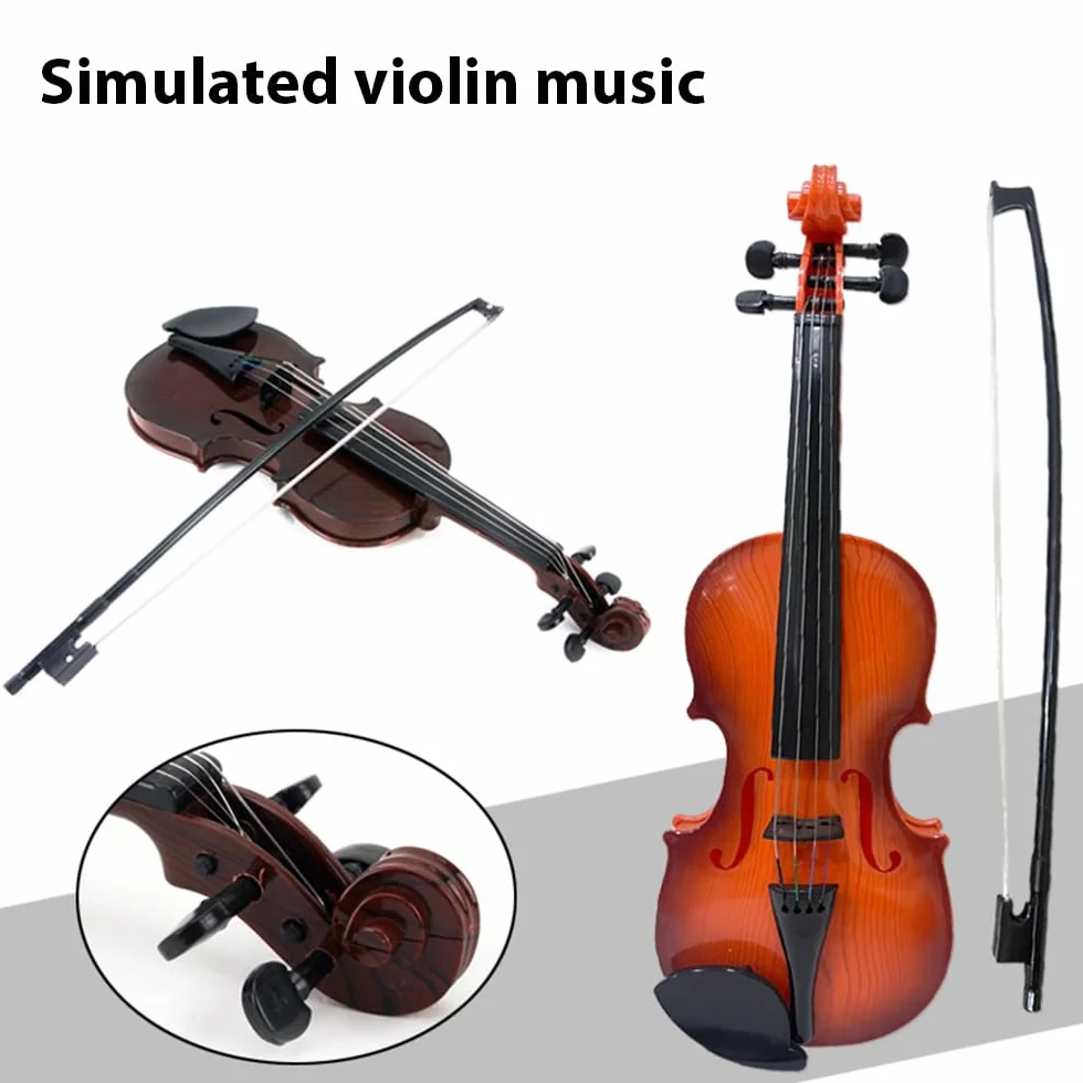 Violín simulado para principiantes, práctica musical, kit de instrumentos musicales, exquisita mano de obra, accesorios de actuación, regalos con cuerdas ajustables