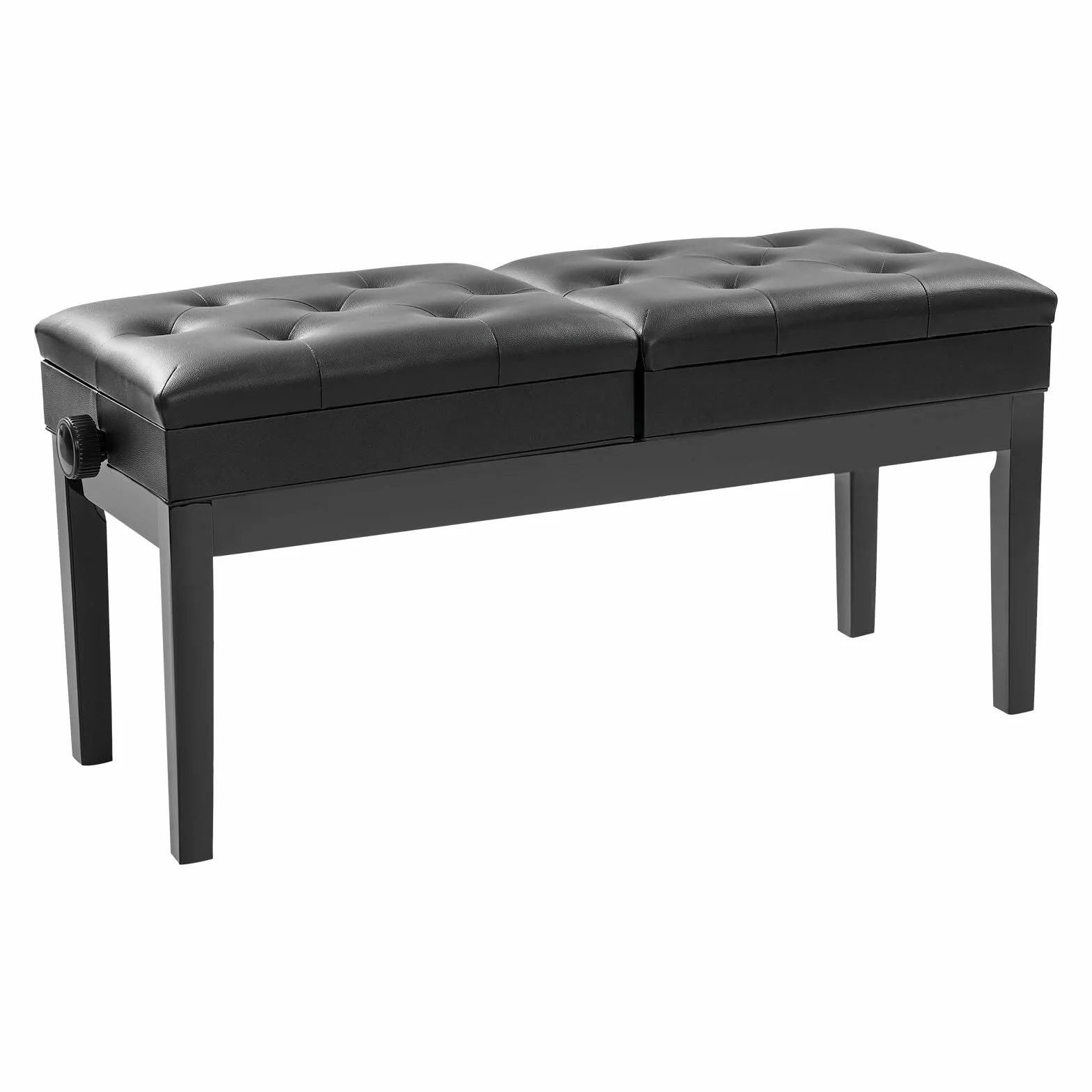 Banco de piano de doble plaza, 108 x 39 x 48 cm, altura regulable para 2 personas, soporta 200 kg, silla de piano con espacio para el hogar, escuelas, conciertos (negro)