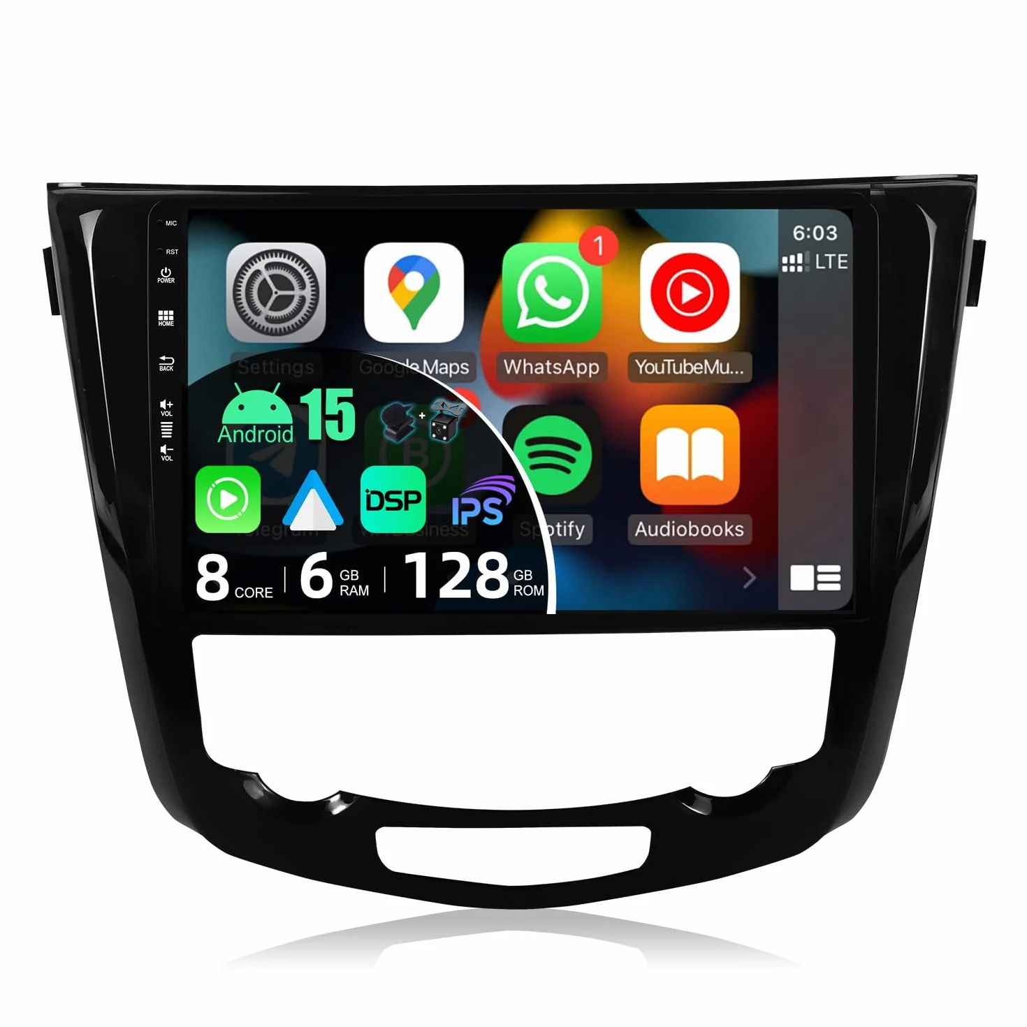 Autoradio Android 14 IPS 10.1 Pulgada 2 DIN para Nissan X-Trail Qashqai J11 (2014-2018) con Carplay, Android Auto, DSP, DAB, Cámara 360