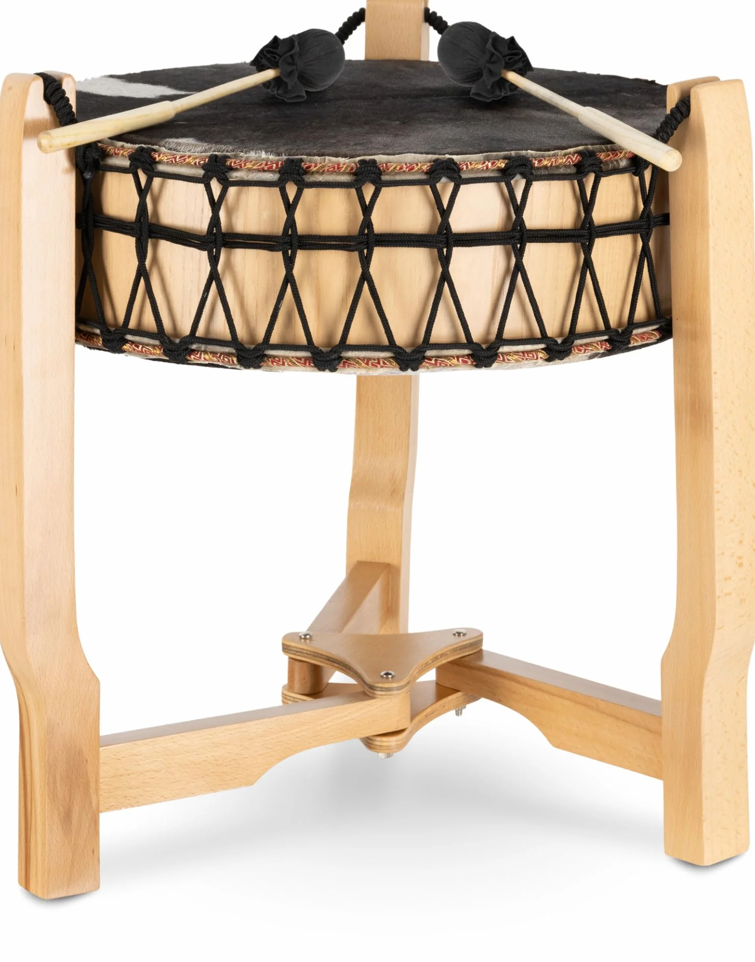 Cantabile Tambor chamánico 20" — tambor ritual y de meditación con piel de cabra en ambas caras; incluye soporte 3 patas, funda acolchada y 2 mazas de fieltro. Sonido resonante y profundo. Natural.