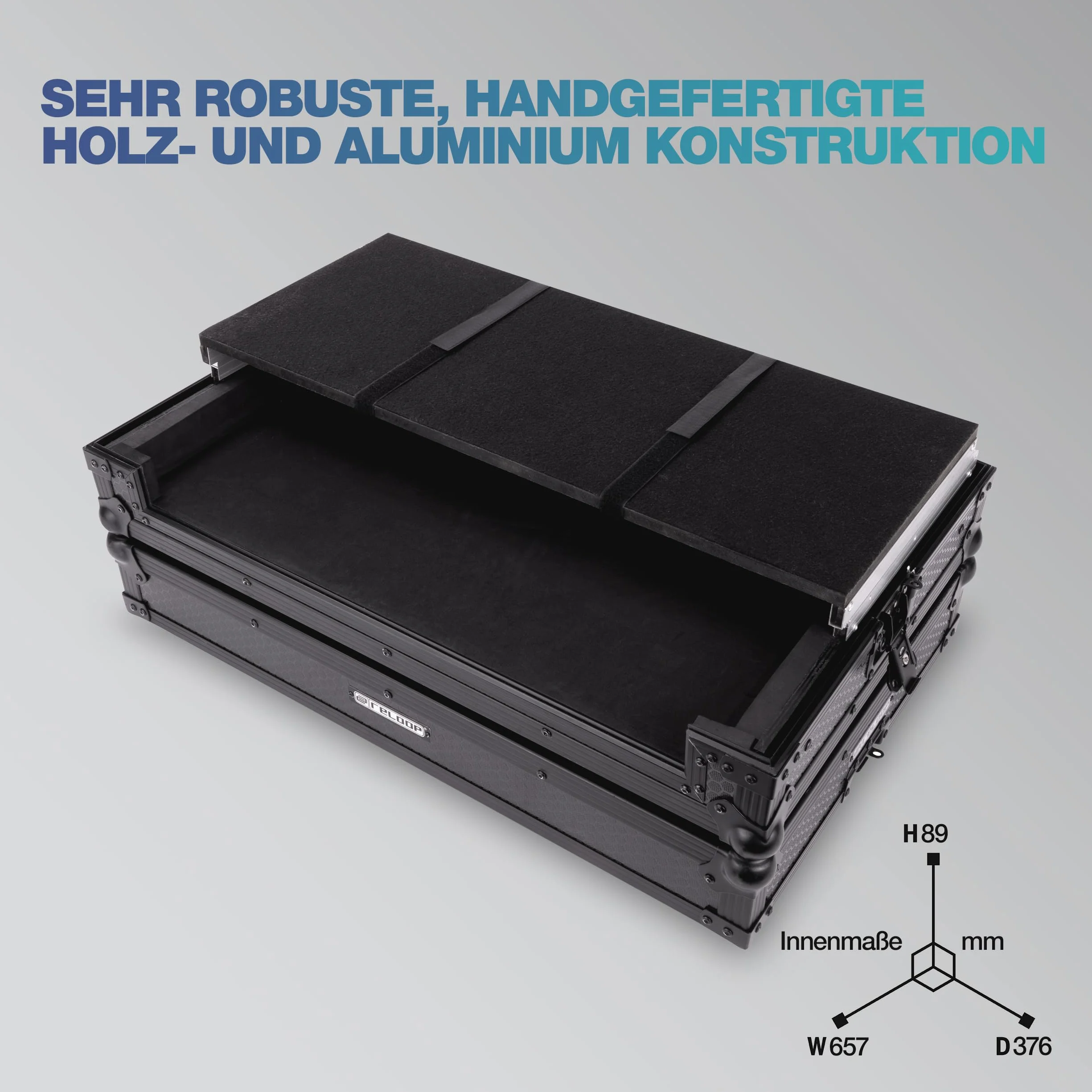reloop Premium Large Controller Case - Carcasa para Controlador de DJ Hecha a Mano de Madera Robusta y Aluminio