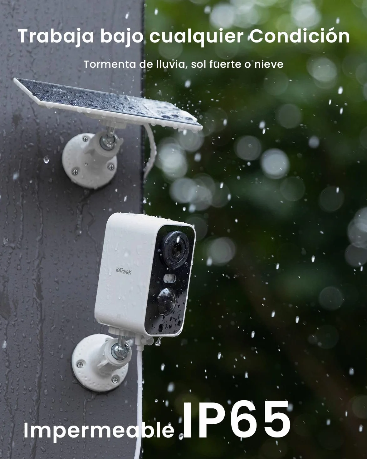 ieGeek 2K Cámara Vigilancia WiFi Exterior sin Cables, Batería Recargable, Visión Nocturna Colorida 10M, Detección PIR, Audio 2 Vías