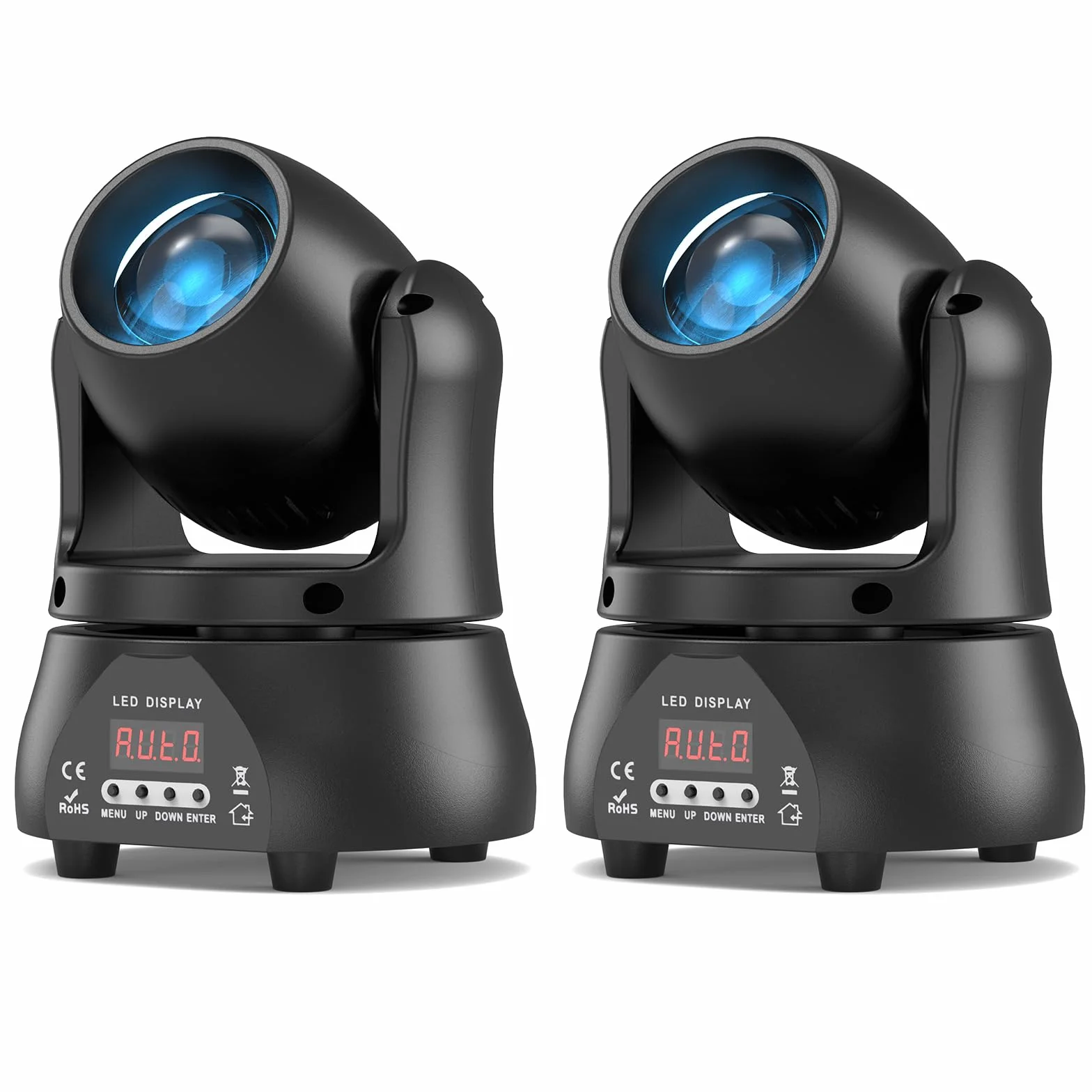 2 unidades 70W Beam Luces de Escenario Cabeza móvil, Mini Luz Disco LED RGBW DMX512 Juego de luz de noche Control de Voz Luz de Fiesta para Club Bar Halloween DJ