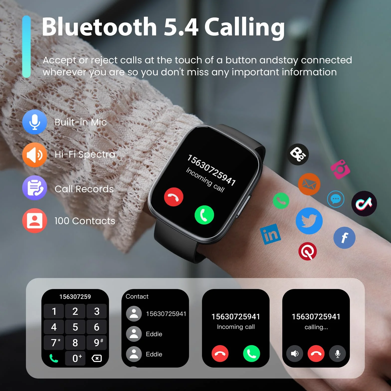 Reloj Inteligente Hombre Mujer, 1.95" Smartwatches Reloj Deporte con Funciún Llamadas y Mensajes Bluetooth, 110+ Deportivos SmartWatch con Podómetro/Pulsómetro/Monitor de Sueño, IP68 Pulsera Actividad