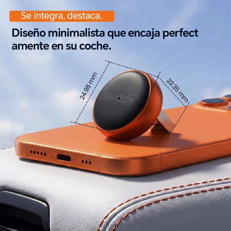 Carlinkit Mini Ultra 3 Wireless CarPlay Adaptador, Adaptador de coche Android inalámbrico, convierte OEM con cable a inalámbrico, USB A/C Plug & Play, conexión automática, actualización OTA, naranja