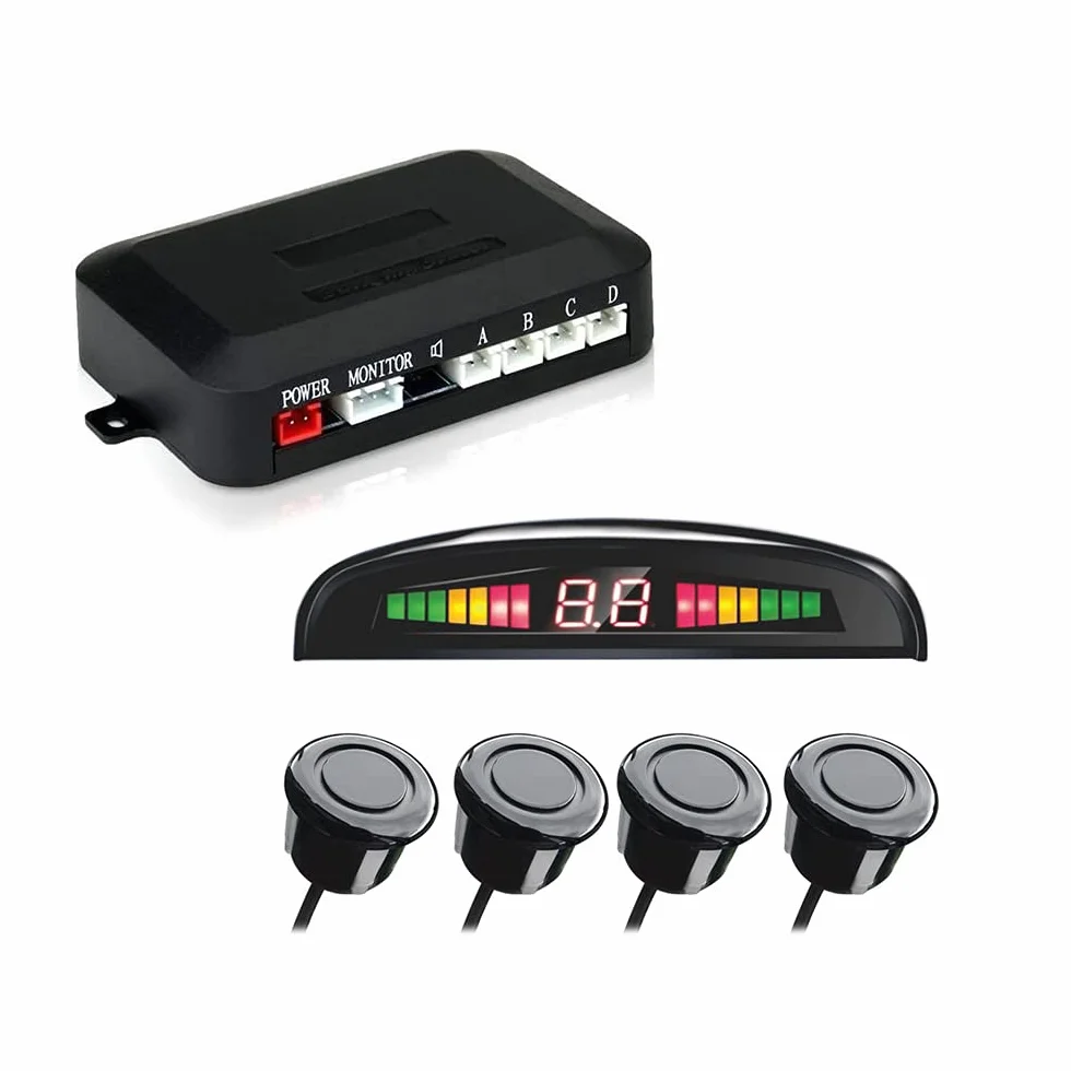 Sensor de Aparcamiento de Automóviles, Pantalla LED de Distancia con Advertencia Audible para Vehículos, Camiones, Camionetas + 4 Sensores de Estacionamiento