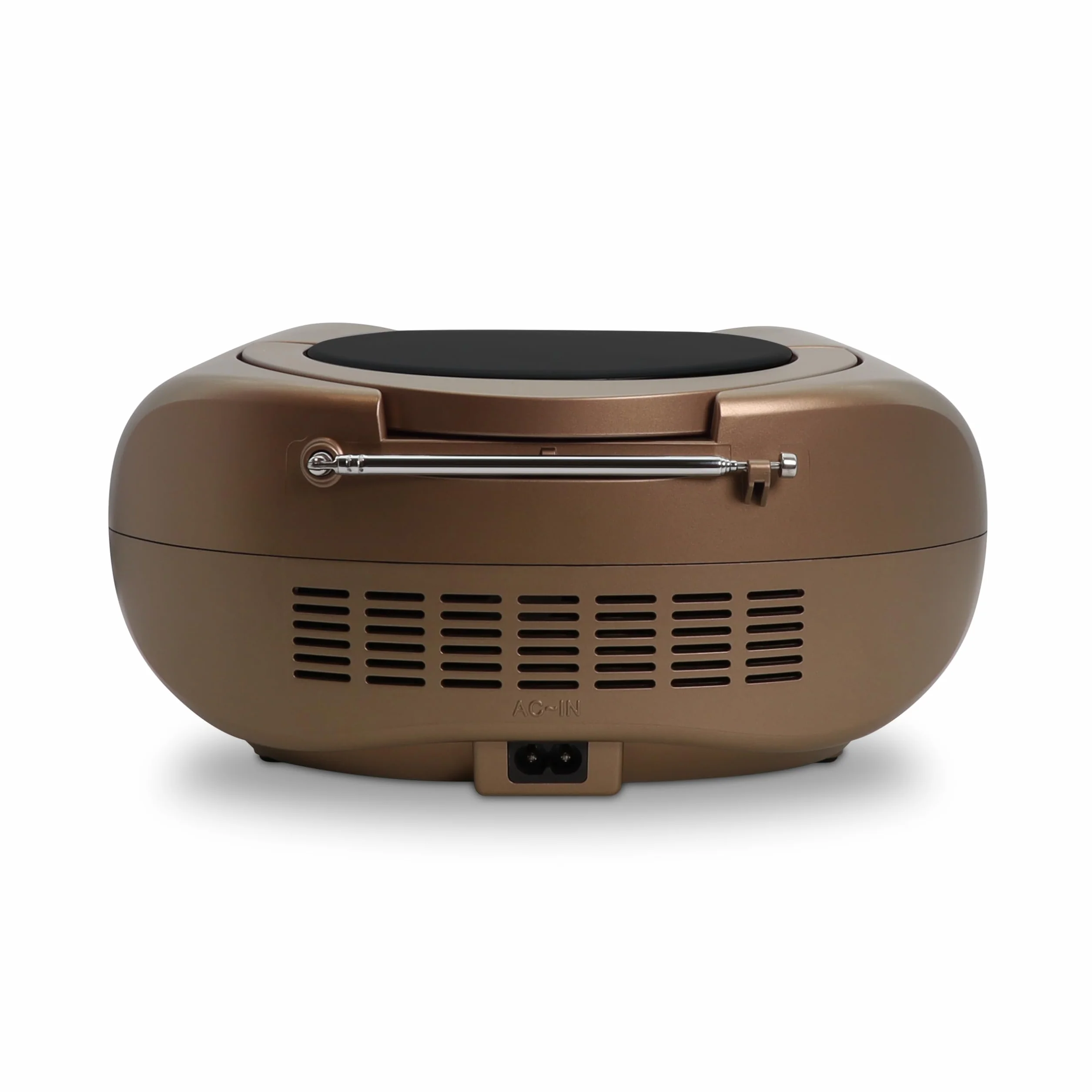 Mooov 477406 - Reproductor de CD portátil, Lector CD Audio CD-R/CD-RW, Radio FM, Puerto USB para MP3, Sonido estéreo de 4W, asa ergonómica, Funciones Sleep e ID3, Copper & Black