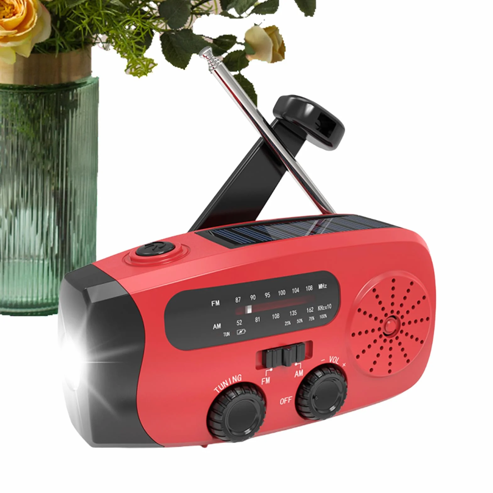 Radios Pequeños Portátiles AM FM, Radio Solar con Manivela Manual, Reproductor MP3 USB para Emergencias