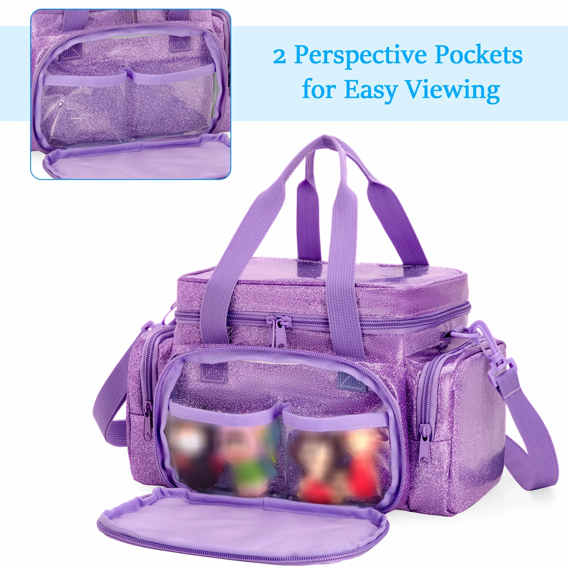 LoDrid Estuche de Transporte Compatible con Tonie 2/1, Bolsa de Almacenamiento para Juego de Reproductor de Audio y Accesorios con asa y Correa para el Hombro, púrpura (diseño Patentado)
