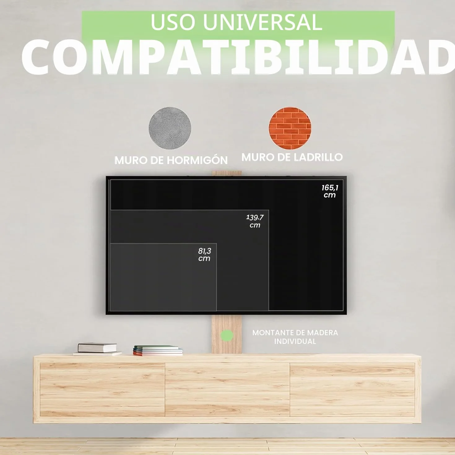 Soporte de Pared para TV 32-65 Pulgadas VESA 400x400mm Inclinación Giratoria 40 kg